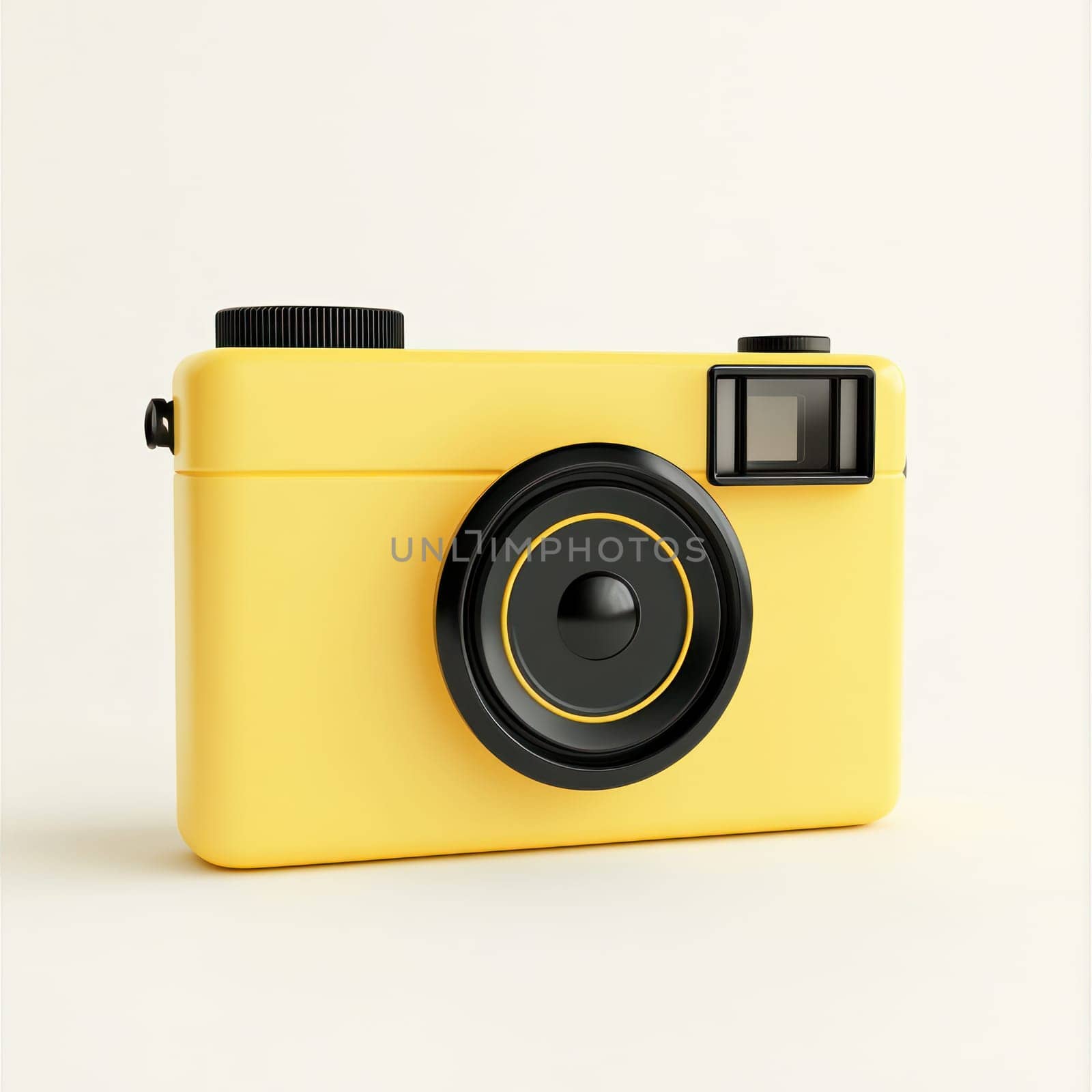 A charming yellow camera icon with sleek design and black accents, perfect for photography enthusiasts