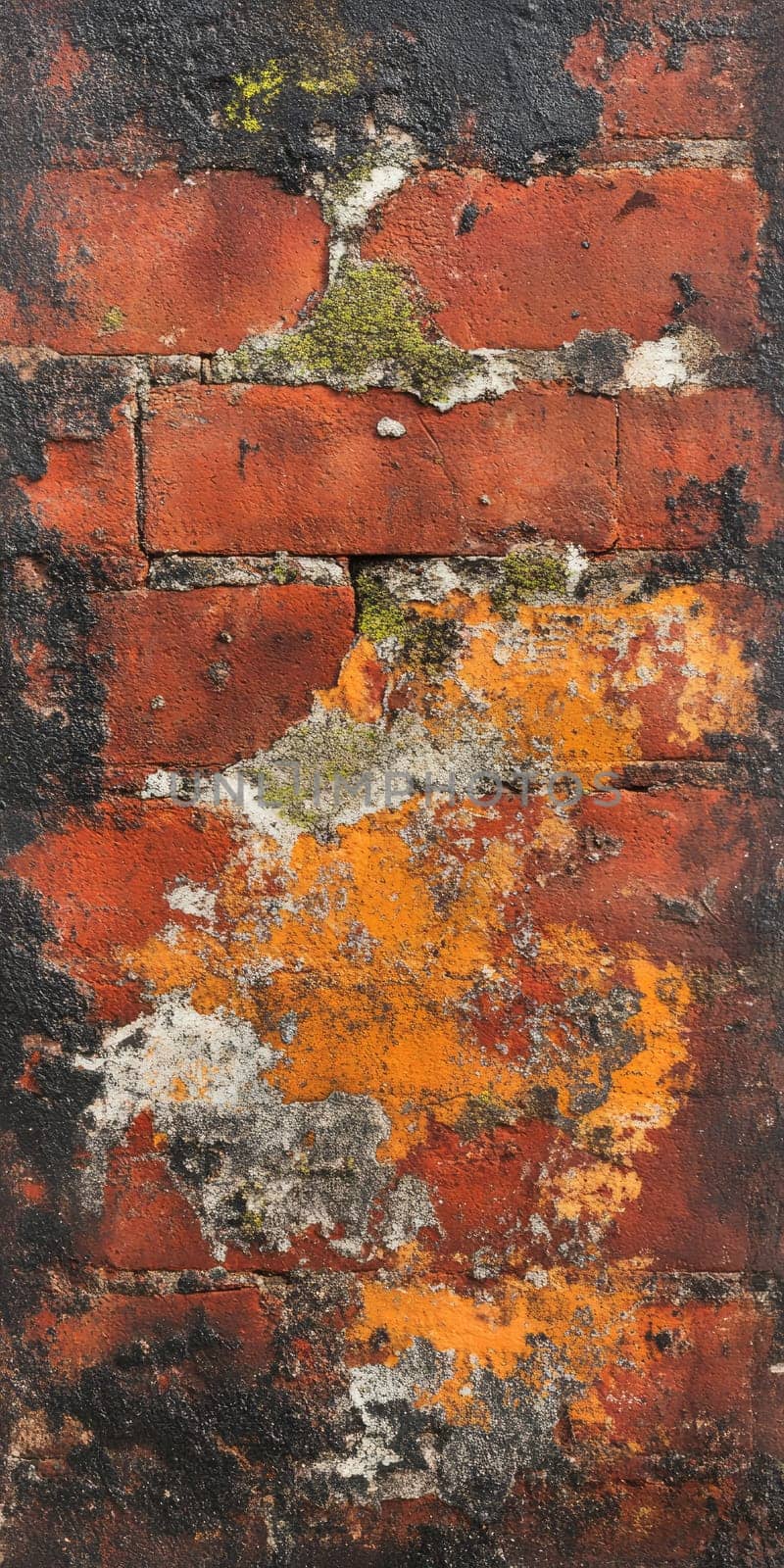 Cracked brick design: aged facade, weathered wall texture, rustic surface marks, worn masonry aesthetics, aged structural charm, uneven brickwork details, distressed finish, vintage ambiance,