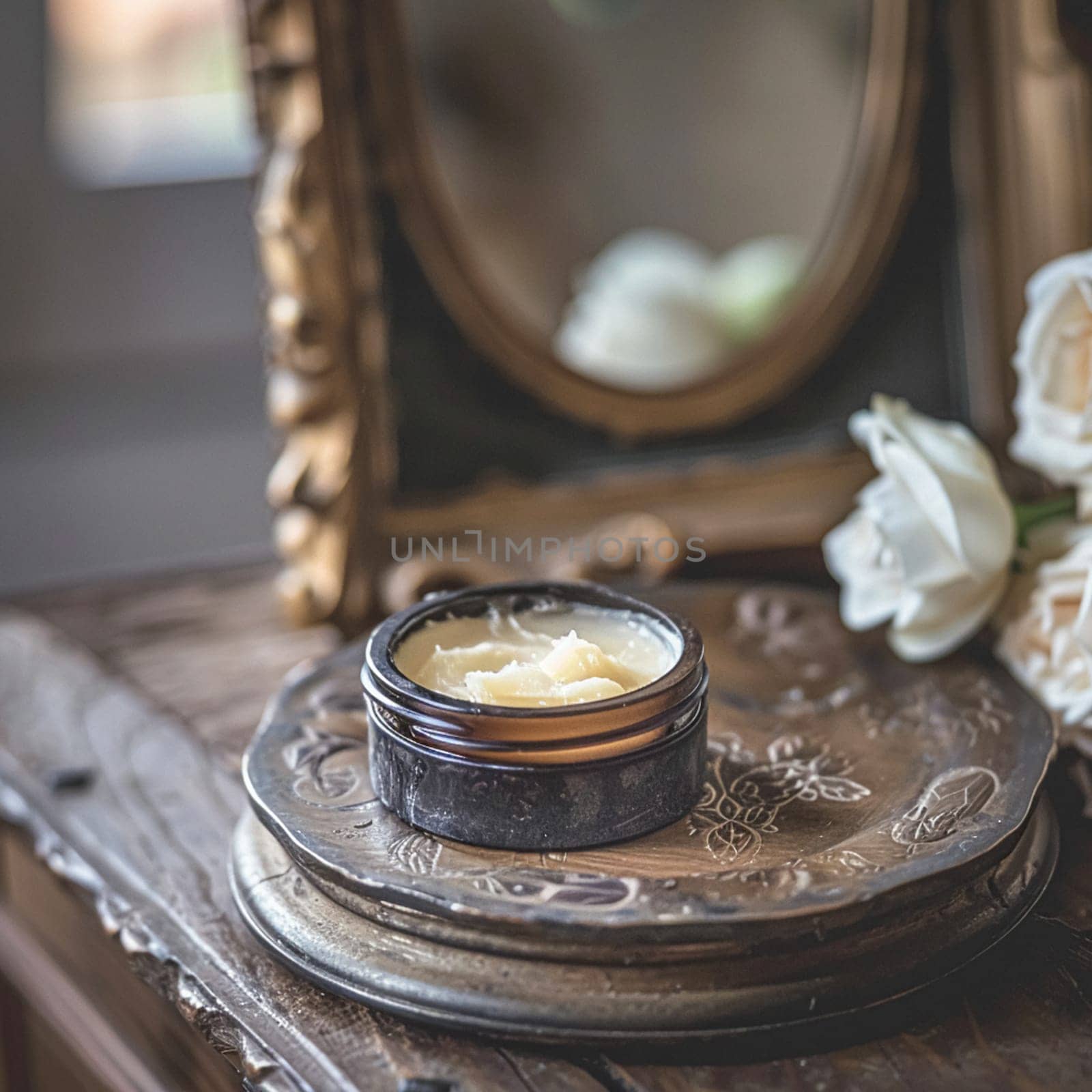 Cosmetic cream in a glass jar. Skin care concept. Background for beauty products