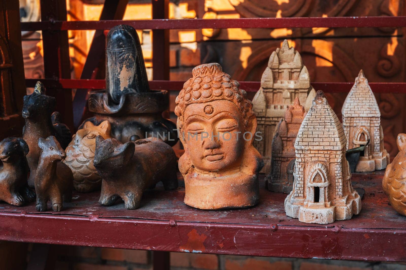Traditional clay pottery at souvenir shop at the Po Nagar Cham Towers of in Vietnam in Asia