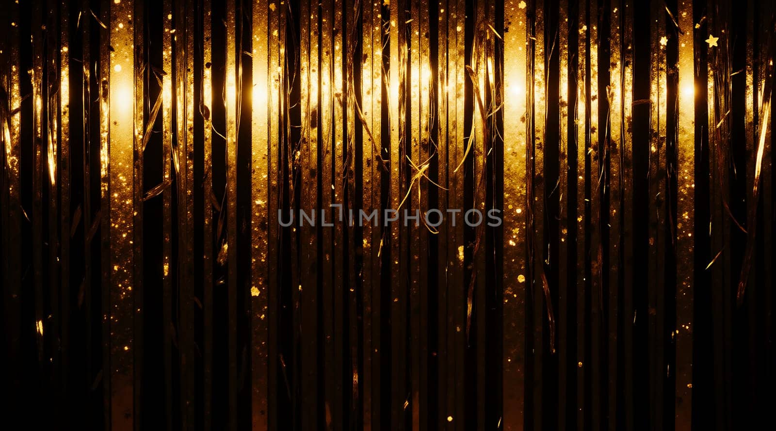 A room with a lot of gold and a lot of light. The light is coming from the top of the room
