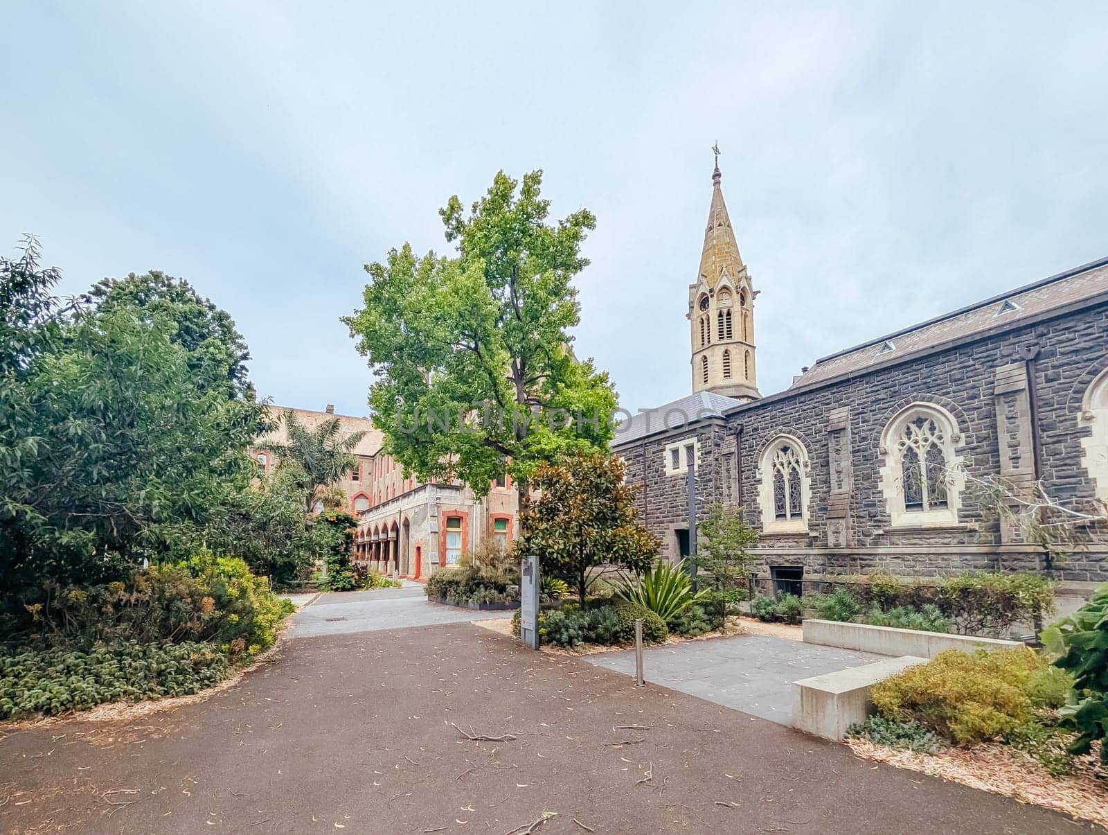 MELBOURNE, AUSTRALIA - DECEMBER 26 2024: Abbotsford Convent on a hot summer's day in Melbourne Australia