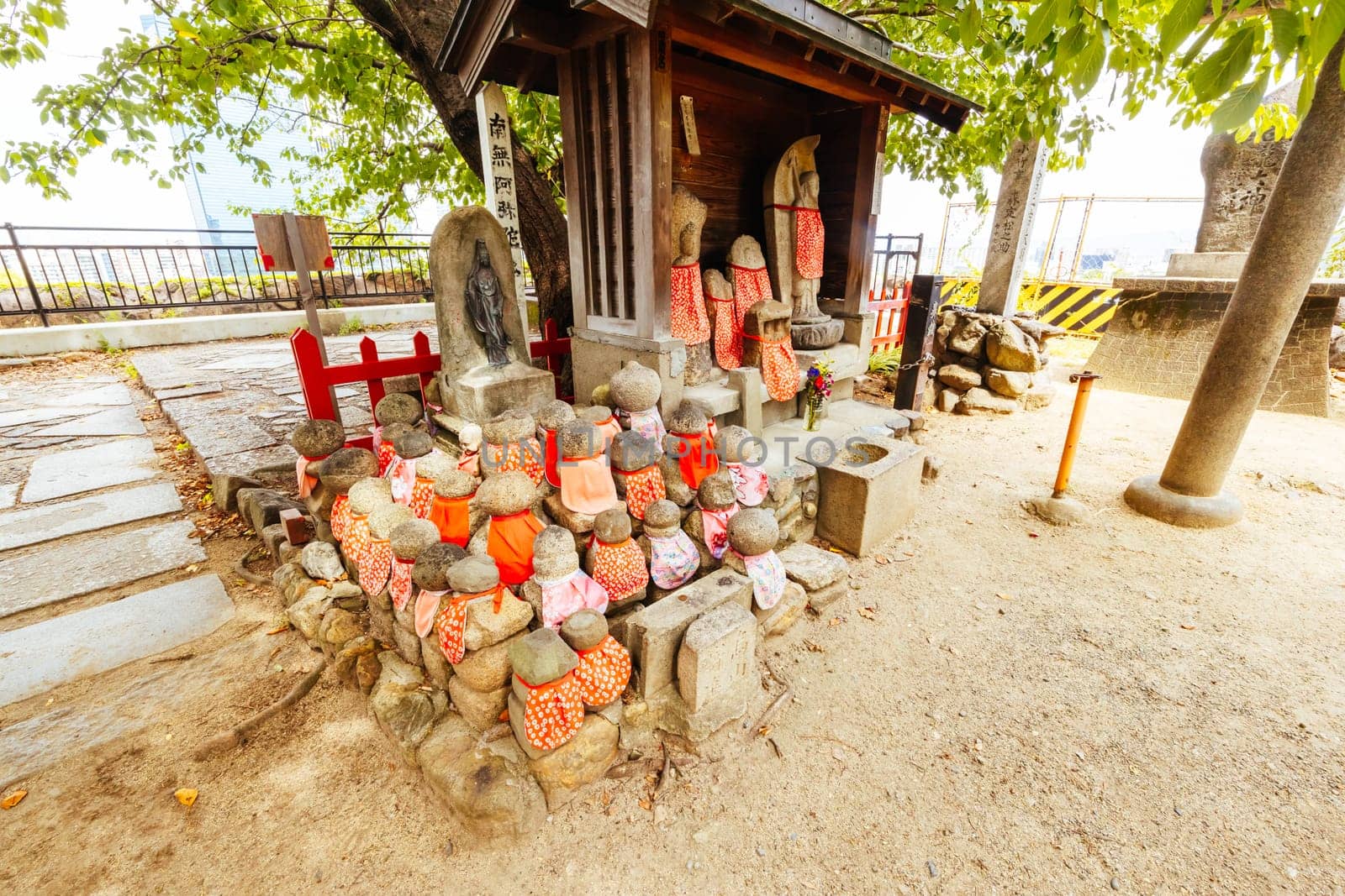 OSAKA, JAPAN - SEPTEMBER 25 2024: Ishiyama Wakamiya Daimyojin Shinto shrine at Osaka Castle on a warm clear autumn day in Osaka, Japan on September 25th 2024