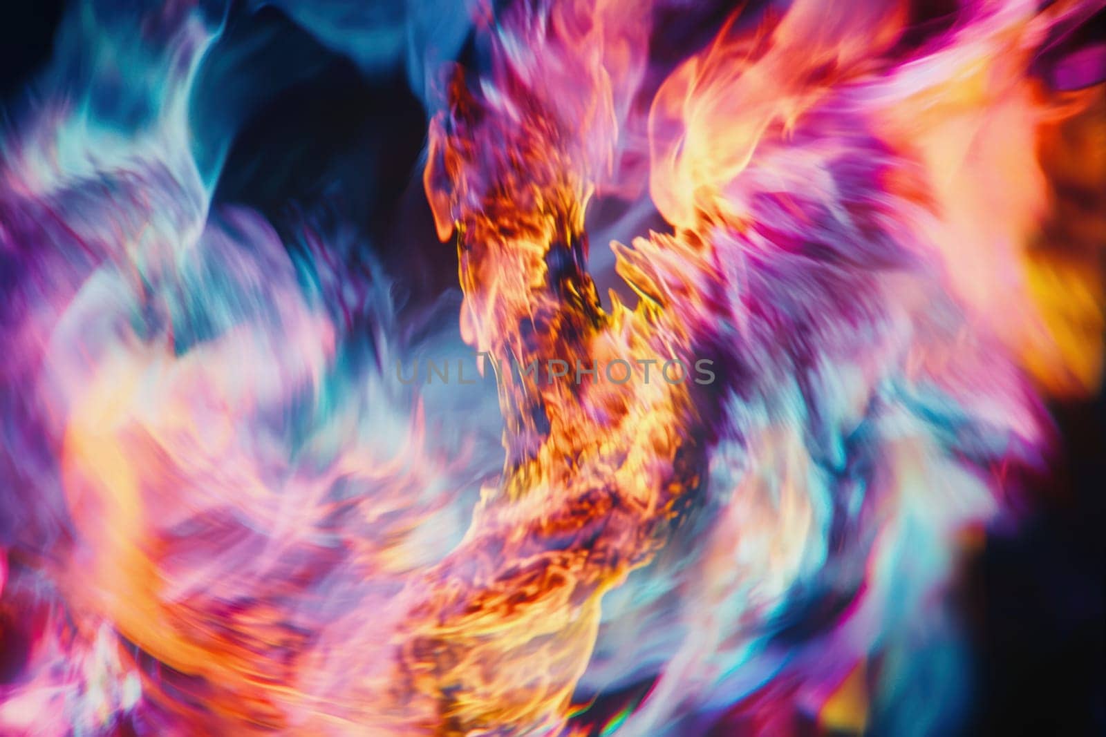 A vibrant abstract design with swirling patterns captivates the eye with its dynamic colors and shapes