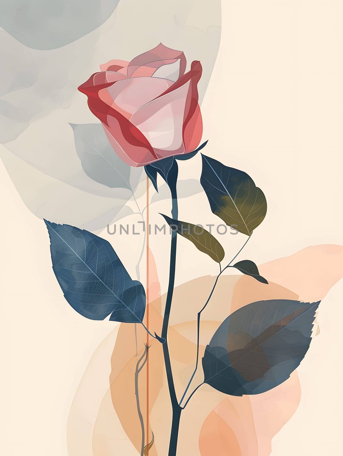 Elegant abstract rose illustration with subtle colors and modern artistic style.