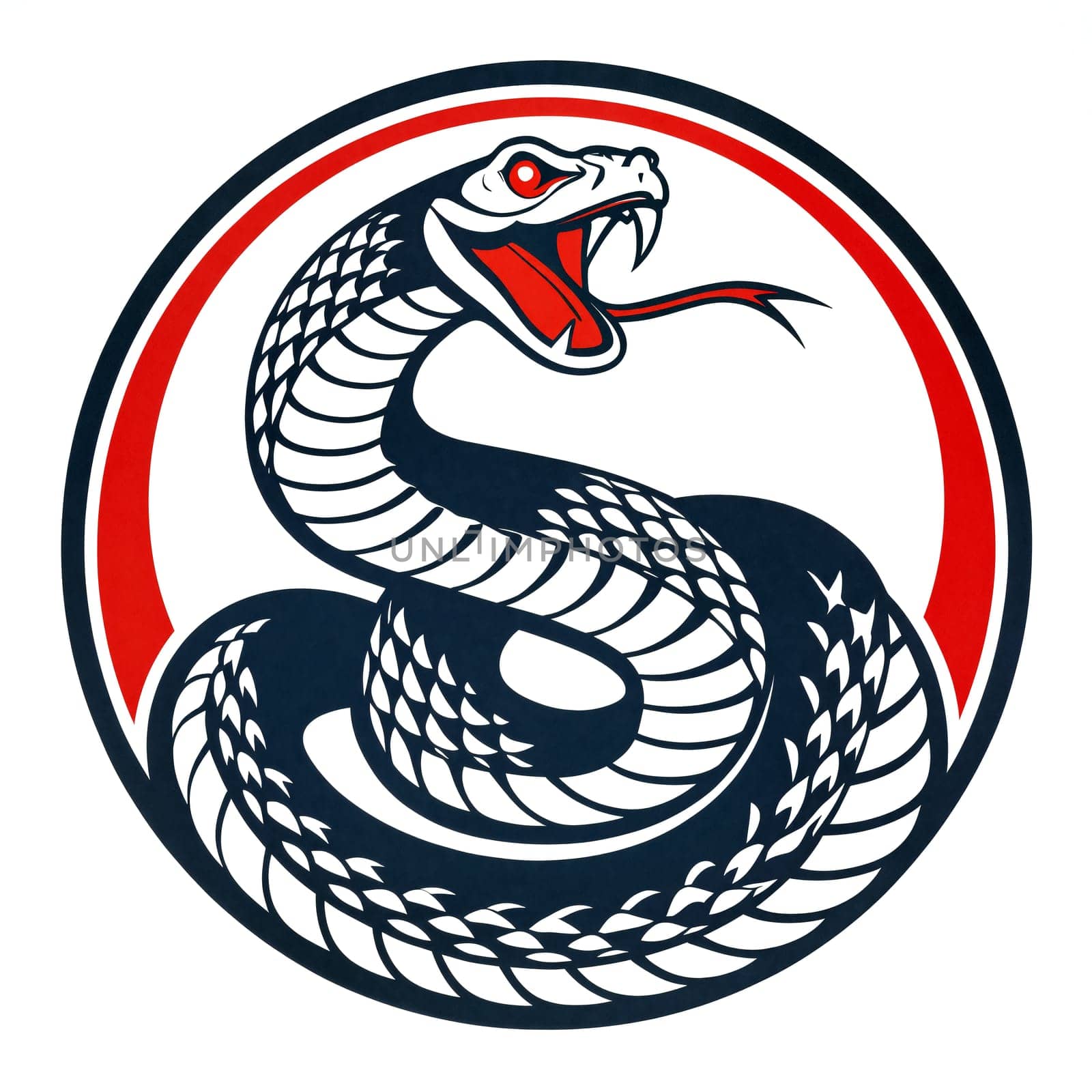 A detailed snake logo design with bold lines and vibrant colors, perfect for branding, tattoos, and artwork featuring a venomous snake - Generative AI