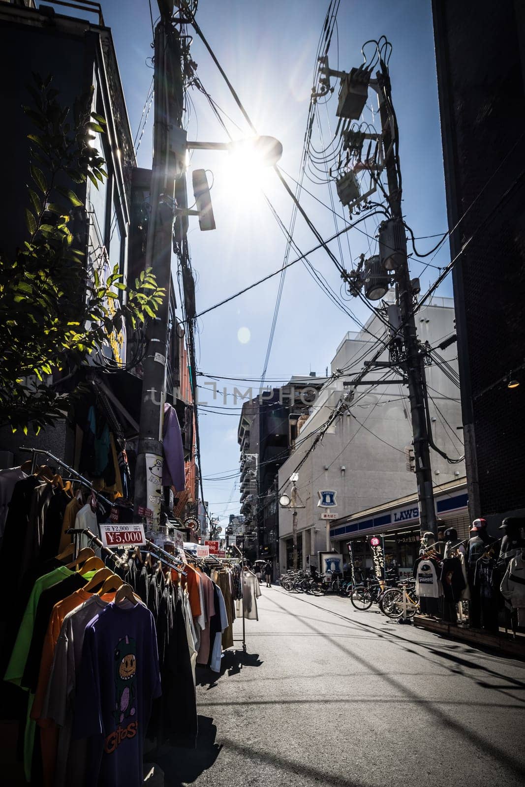 OSAKA, JAPAN - SEPTEMBER 26 2024: The trendy and fashionable Amerikamura district on a clear autumn day in Osaka, Japan