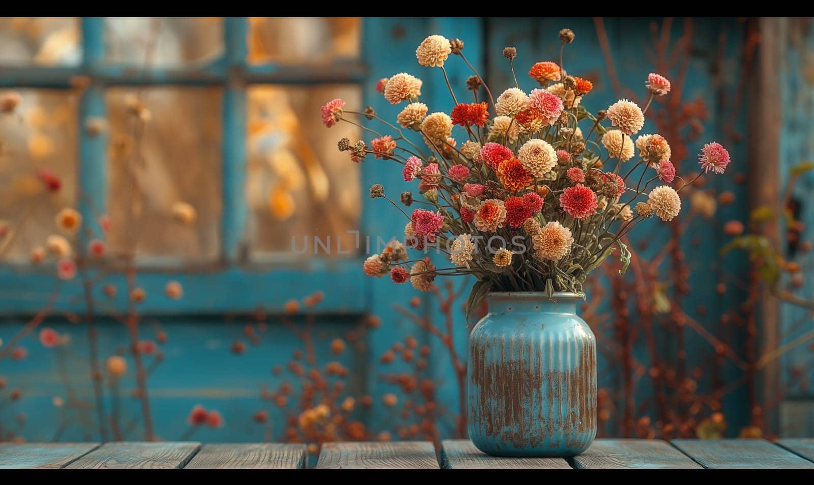 A bouquet of flowers on a blurred background. Selective focus.