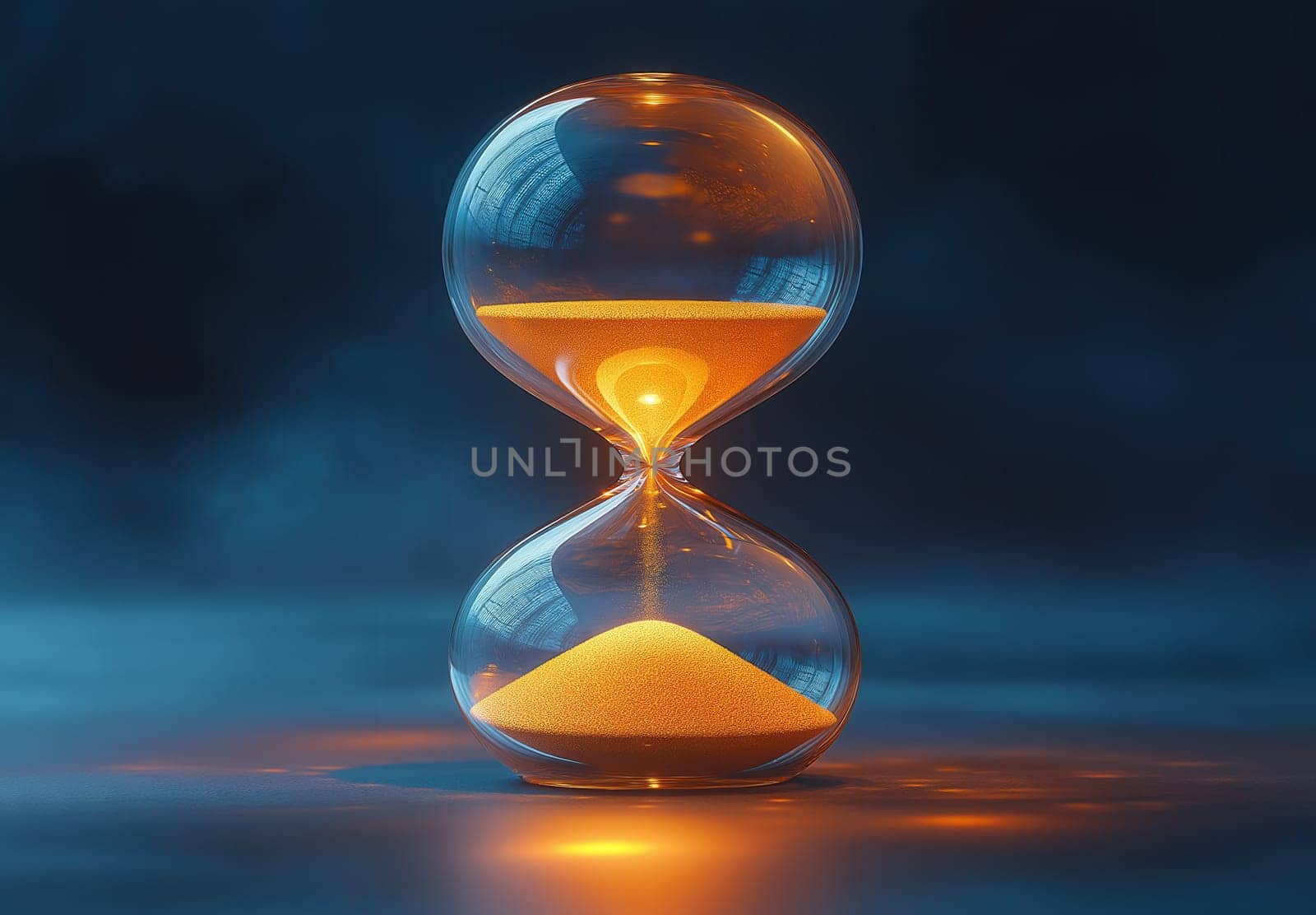 Hourglass on a blue background. Selective focus.