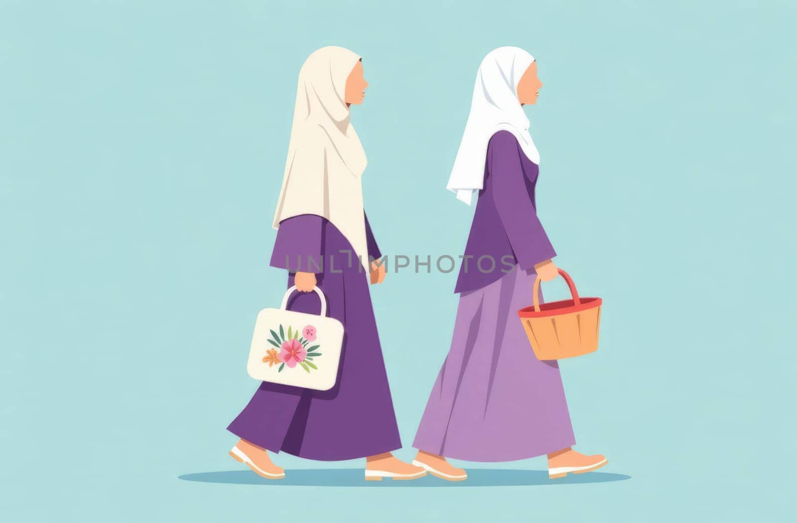 Arab Muslim woman shopper carrying bag shopping