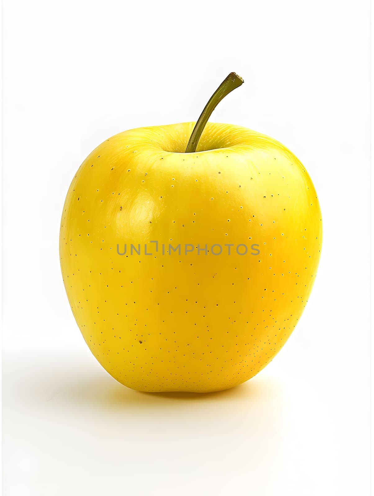 Golden yellow apple isolated on white background, fresh and ripe fruit