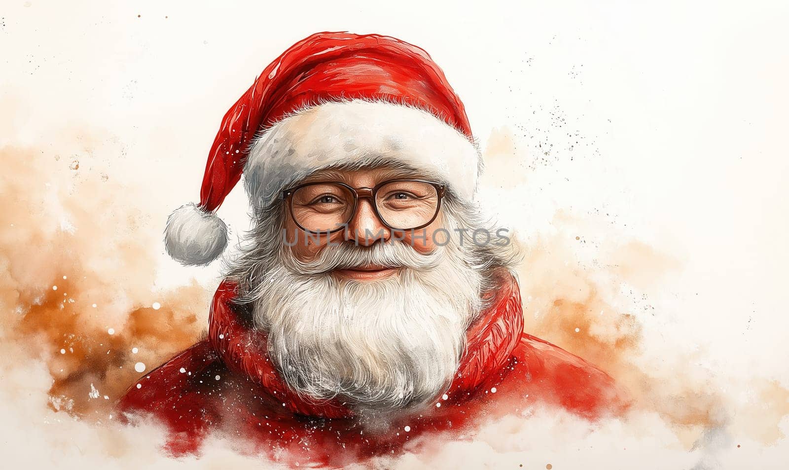 Illustration of Santa Claus on an abstract background. Selective focus.