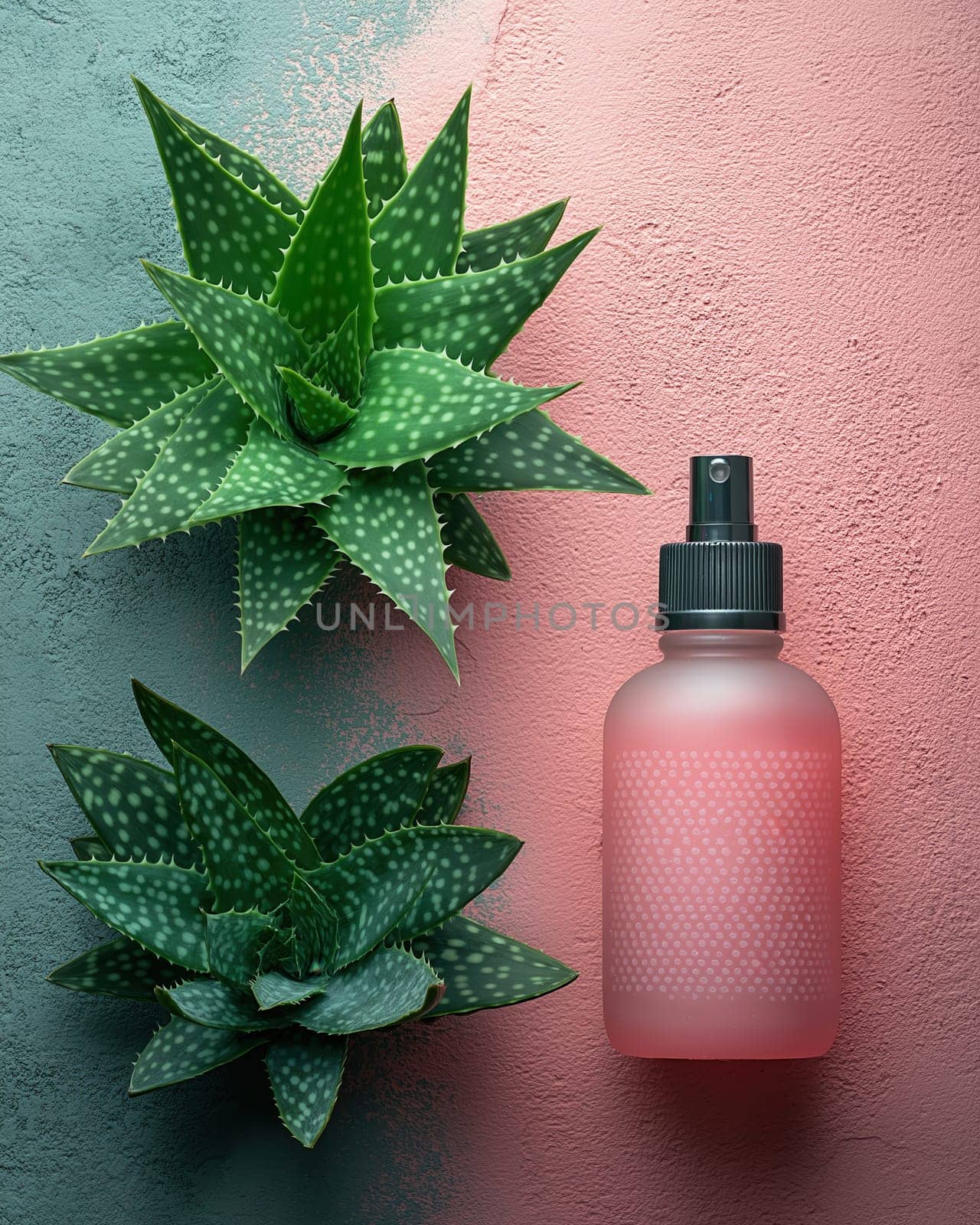 Aloe vera plant on color background. Selective focus.