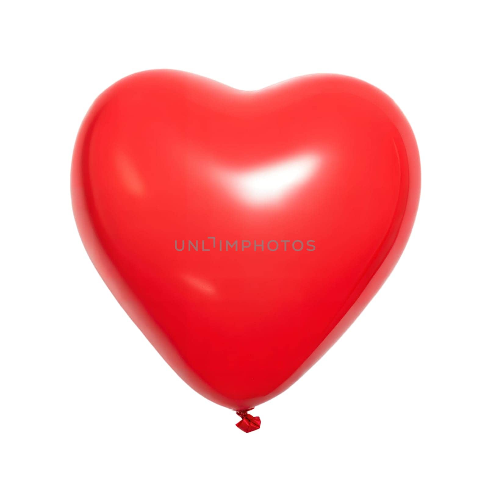 Heart Balloon. Red helium balloon isolated on white background. Glossy, shiny with reflection foil balloon. Red color. Good for anniversary wedding, celebration birthday. Happy St. Valentine's day. Love symbol. Party Decoration.