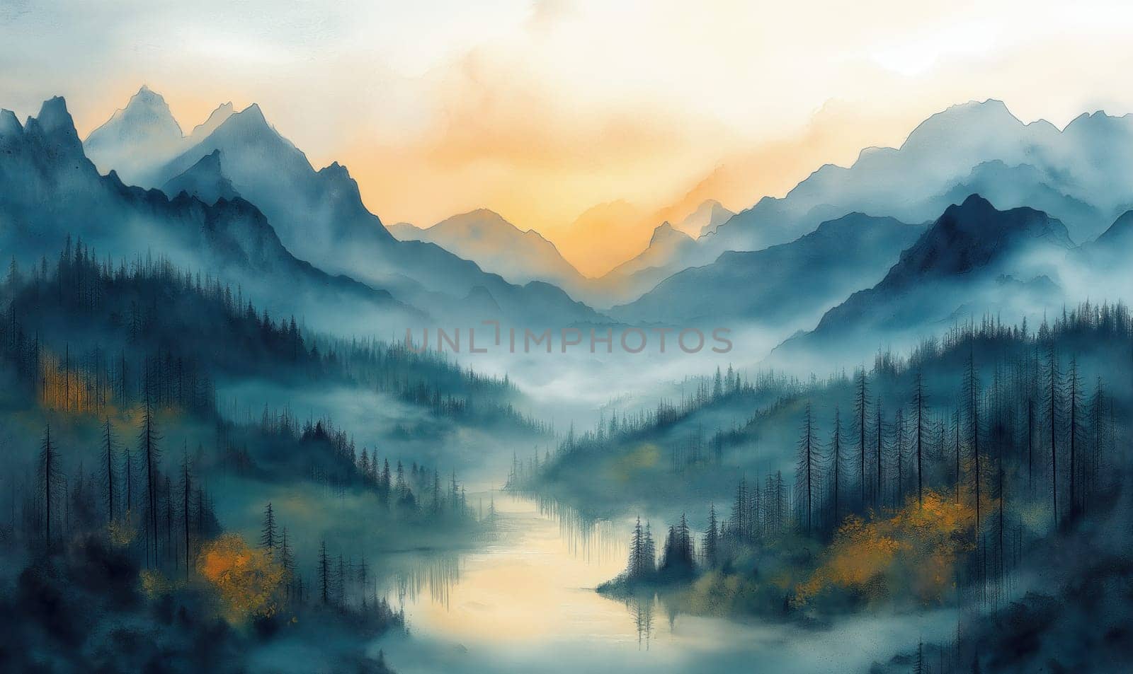 A natural landscape with a lake against the backdrop of mountains. Selective focus.