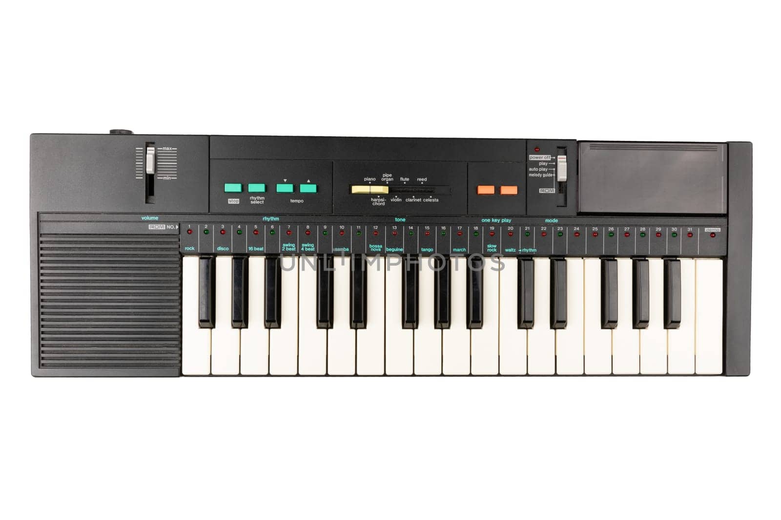 90s Electric piano keyboard for small kids isolated