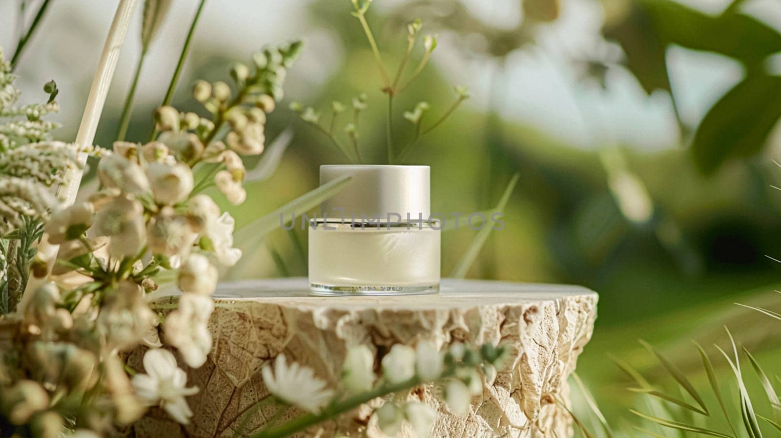 Cosmetic cream in a glass jar. Skin care concept. Background for beauty products