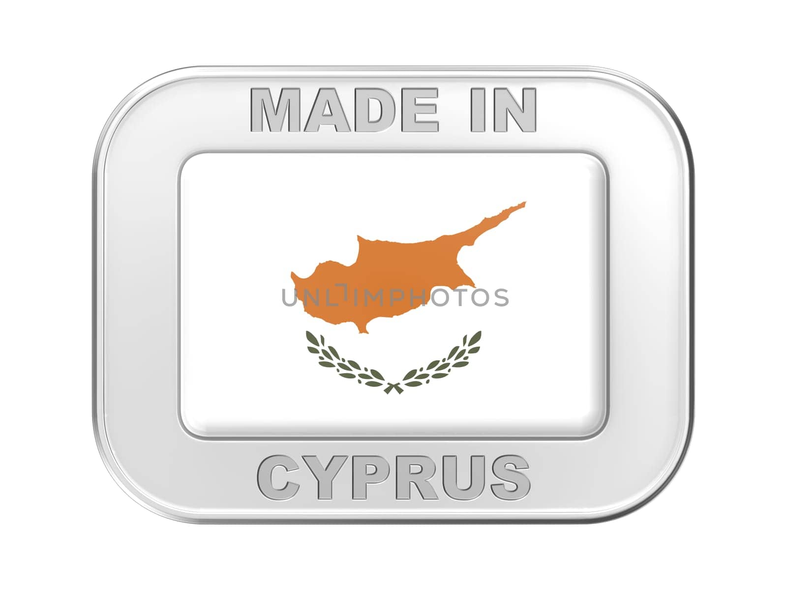 Made in Cyprus, silver badge with the national flag of Cyprus