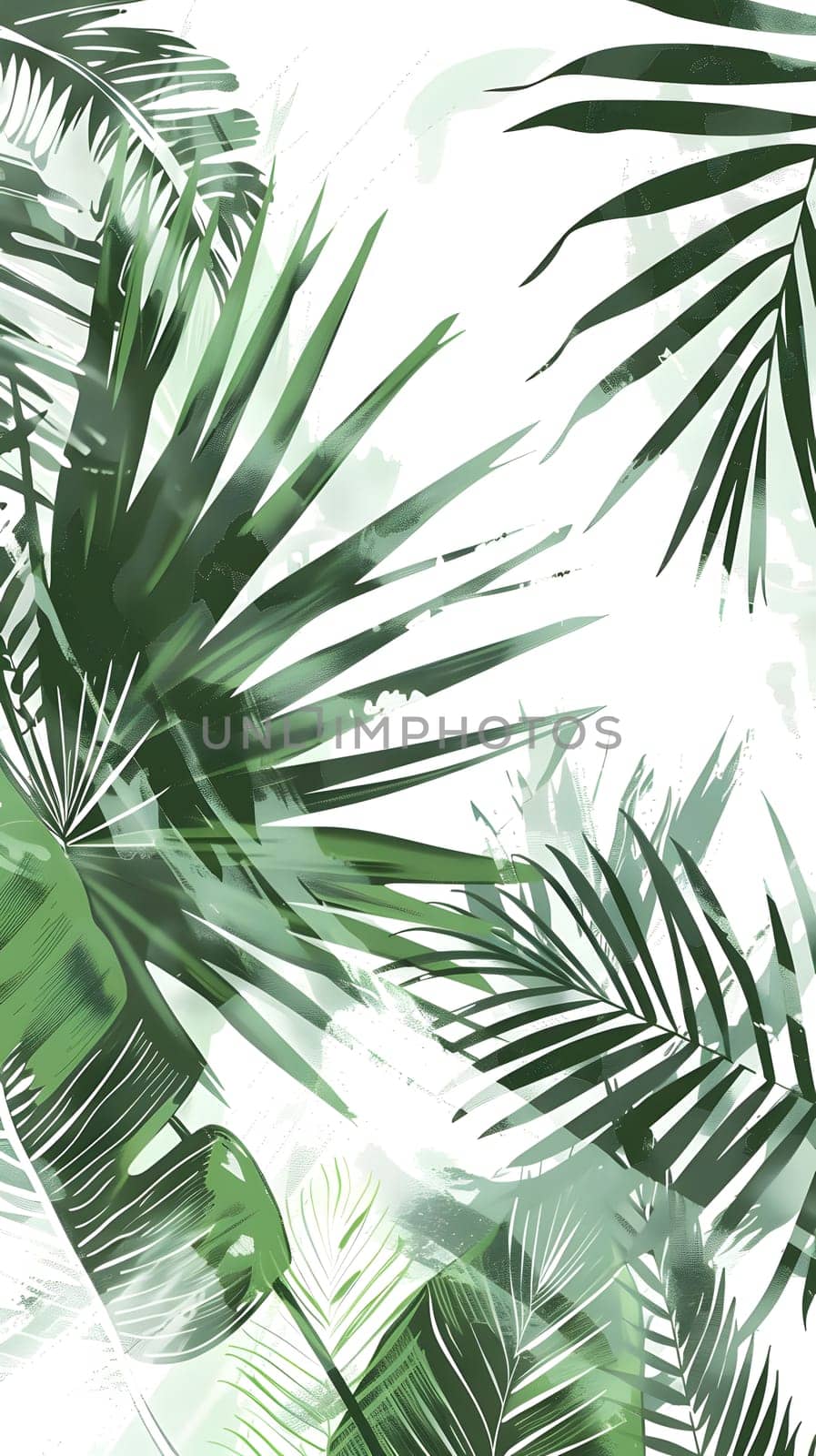 A closeup of a palm tree leaf, a terrestrial plant from the Arecales order. It is an evergreen tree with long twigs and beautiful flowers, set against a white background