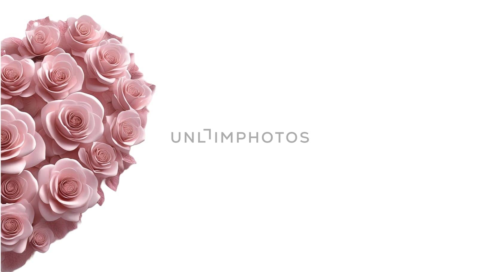 Saint Valentine's Day concept. Heart made of pink roses, symbol of love, valentine's day or wedding flowers, png isolated on transparent or white background. High quality image