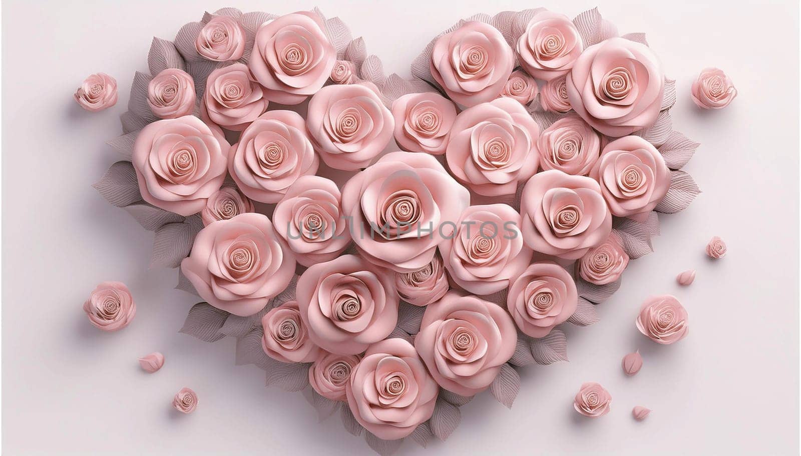 Saint Valentine's Day concept. Heart made of pink roses, symbol of love, valentine's day or wedding flowers, png isolated on transparent or white background. High quality image