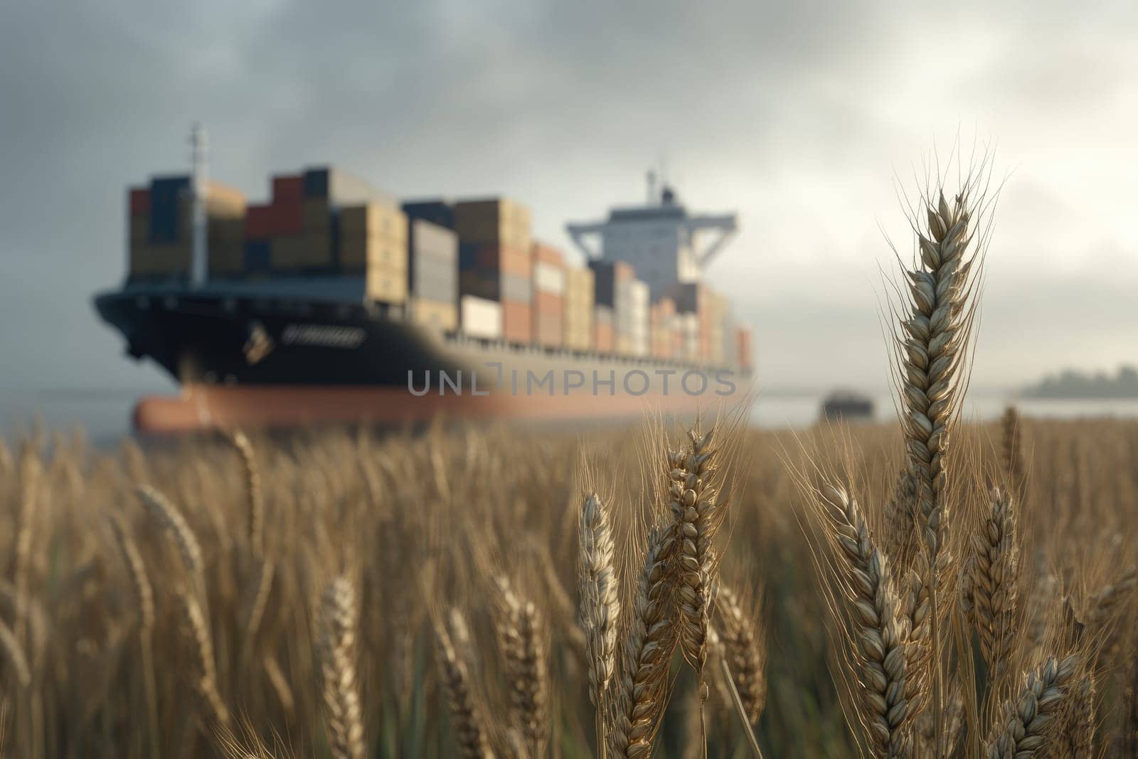 Grain export: shipment of wheat to international markets, agricultural trade growth, stabilizing food supply, economic cooperation through seamless movement of essential crops worldwide