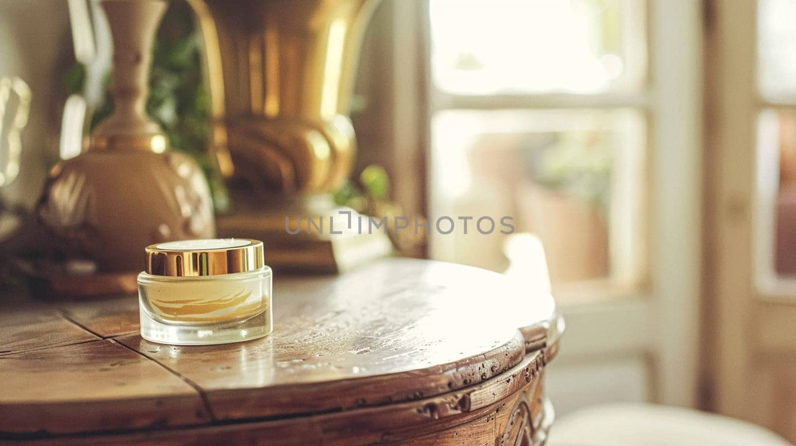 Cosmetic cream in a glass jar. Skin care concept. Background for beauty products