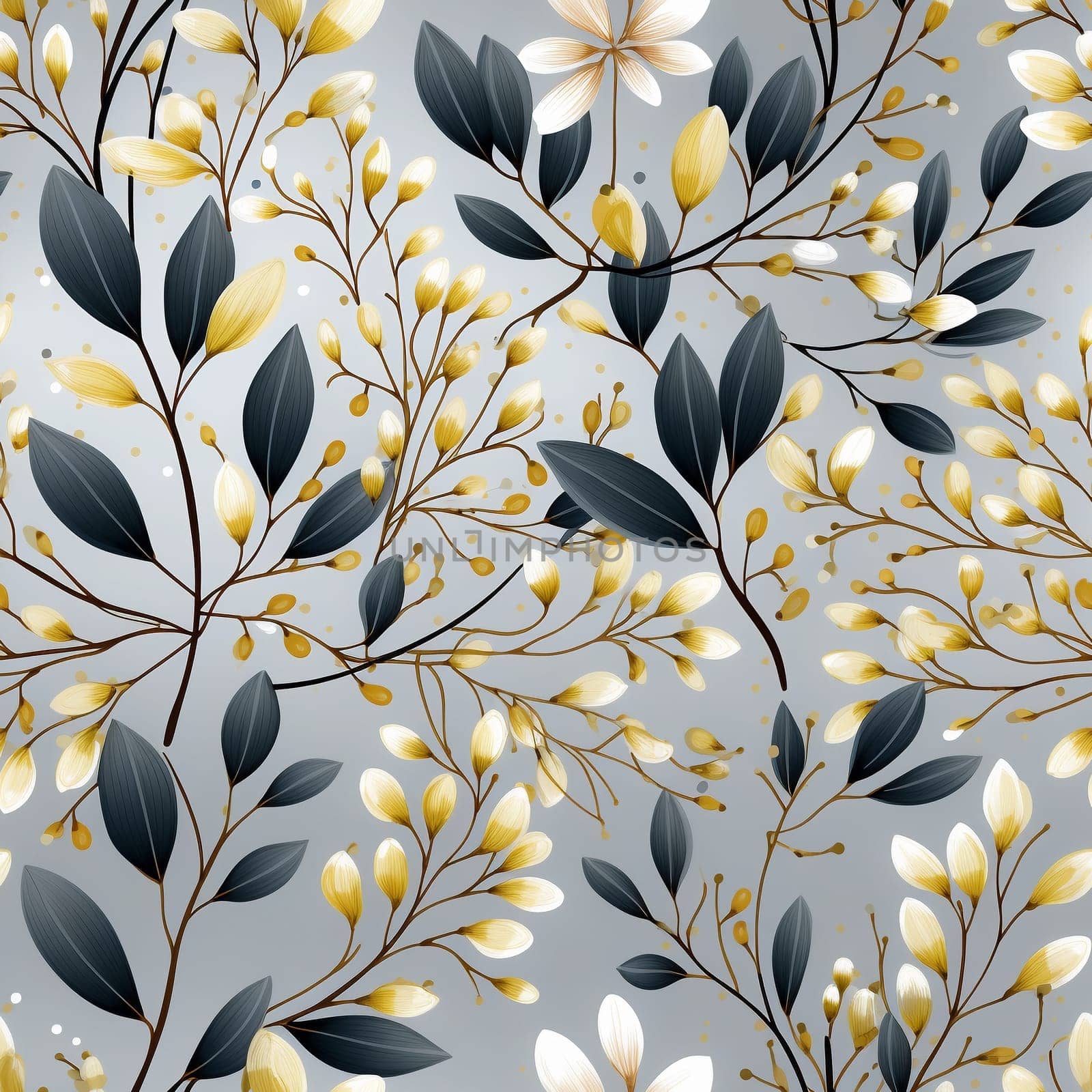 Seamless pattern tile background flowers and floral leaves plants. High quality photo