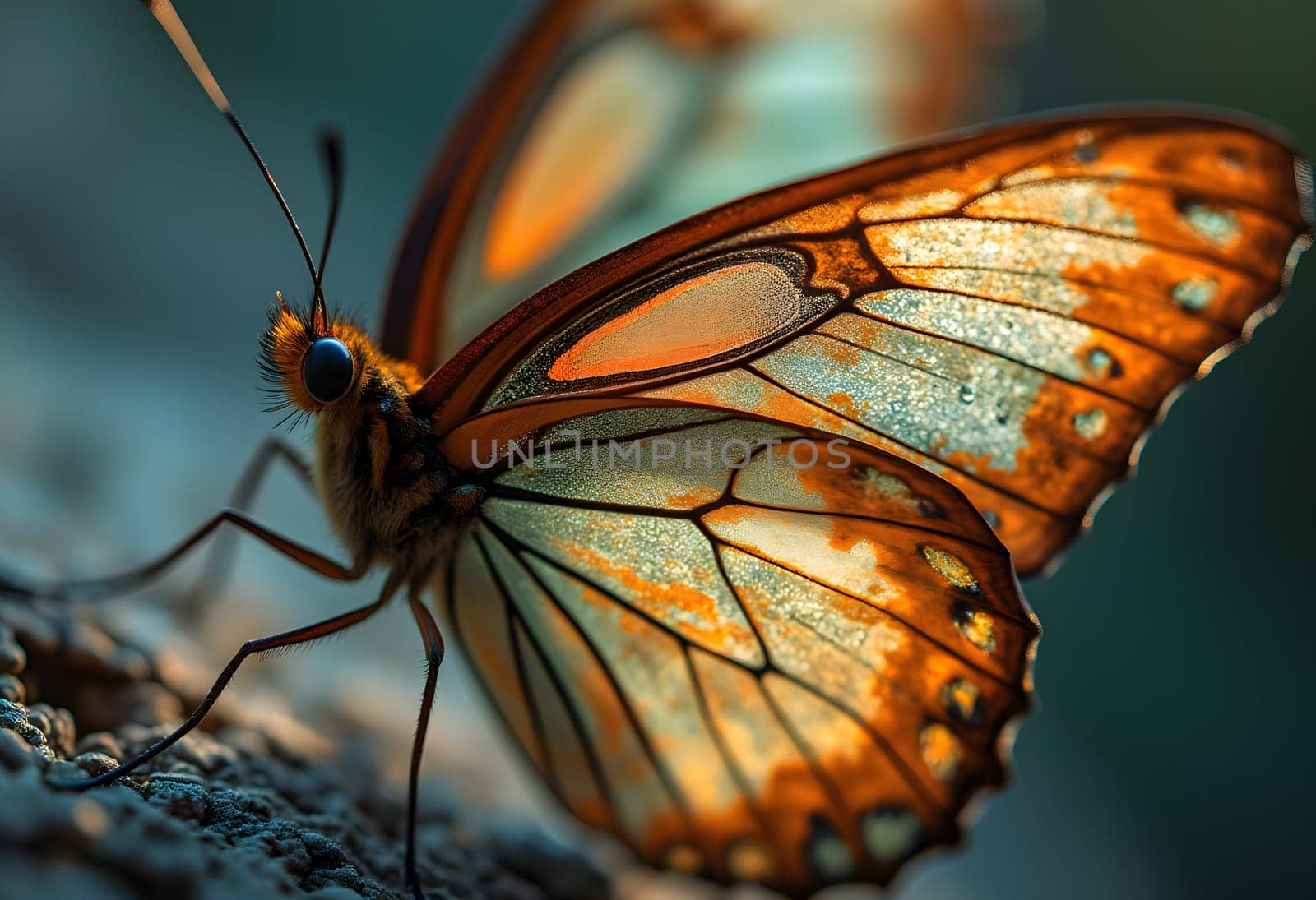 Abstract macro patterns on a butterfly’s wing under soft lighting, showcasing vibrant textures and intricate natural details in stunning clarity.