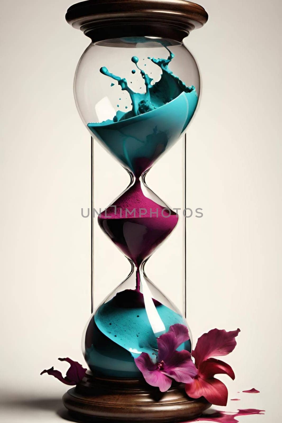 hourglass orange green sand time simbol object . High quality 3d illustration
