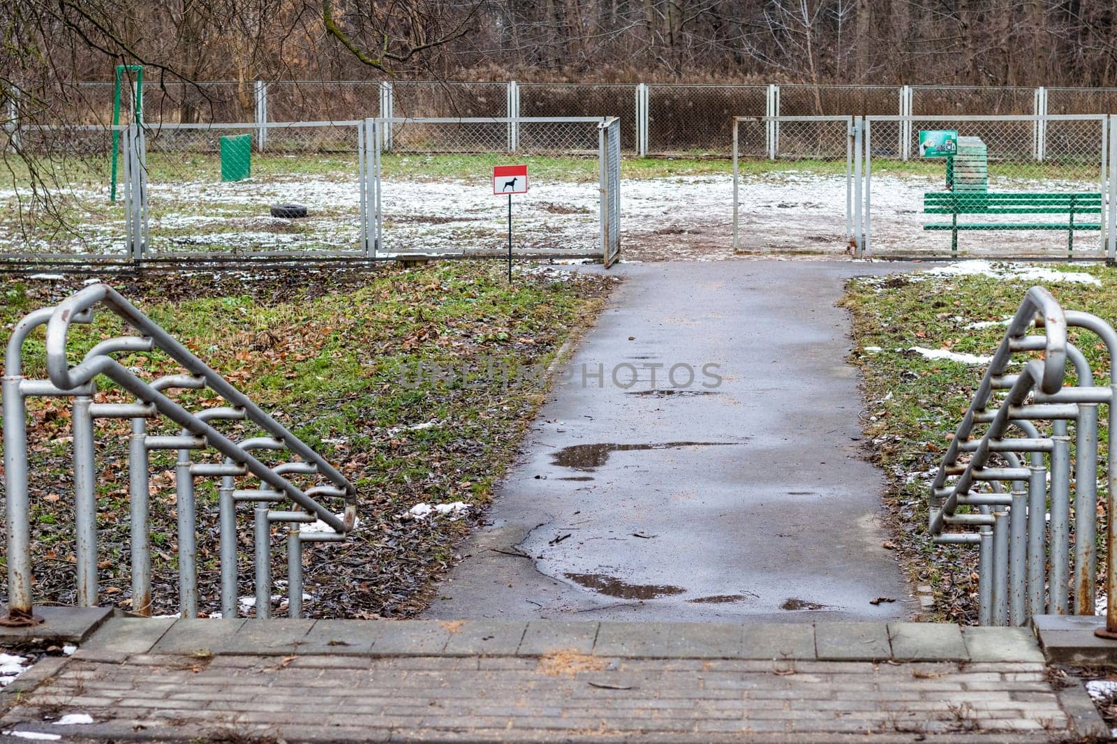 Shot of the dog play area in the winter park