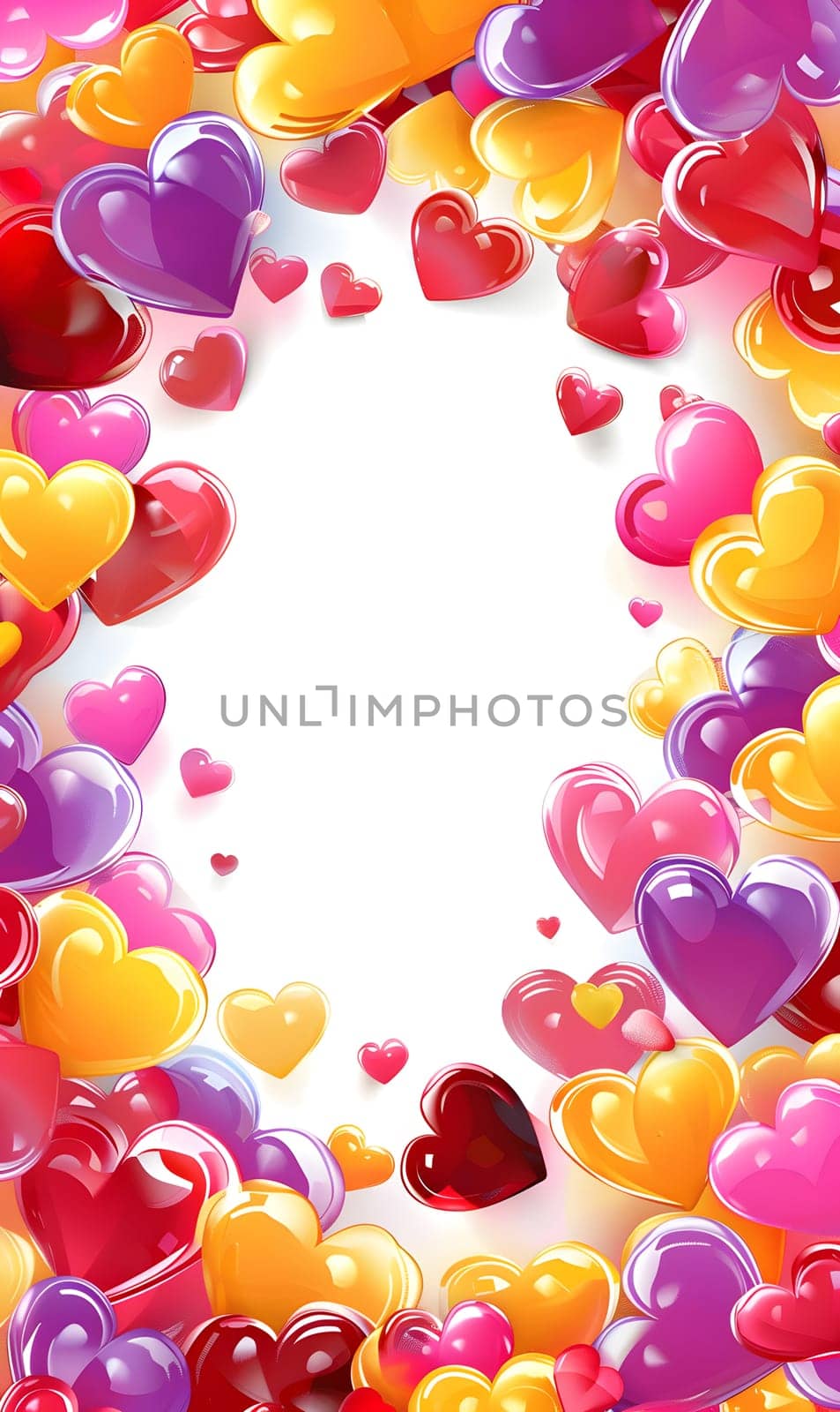 Display vibrant heart balloons with ample space in the center for text or a message