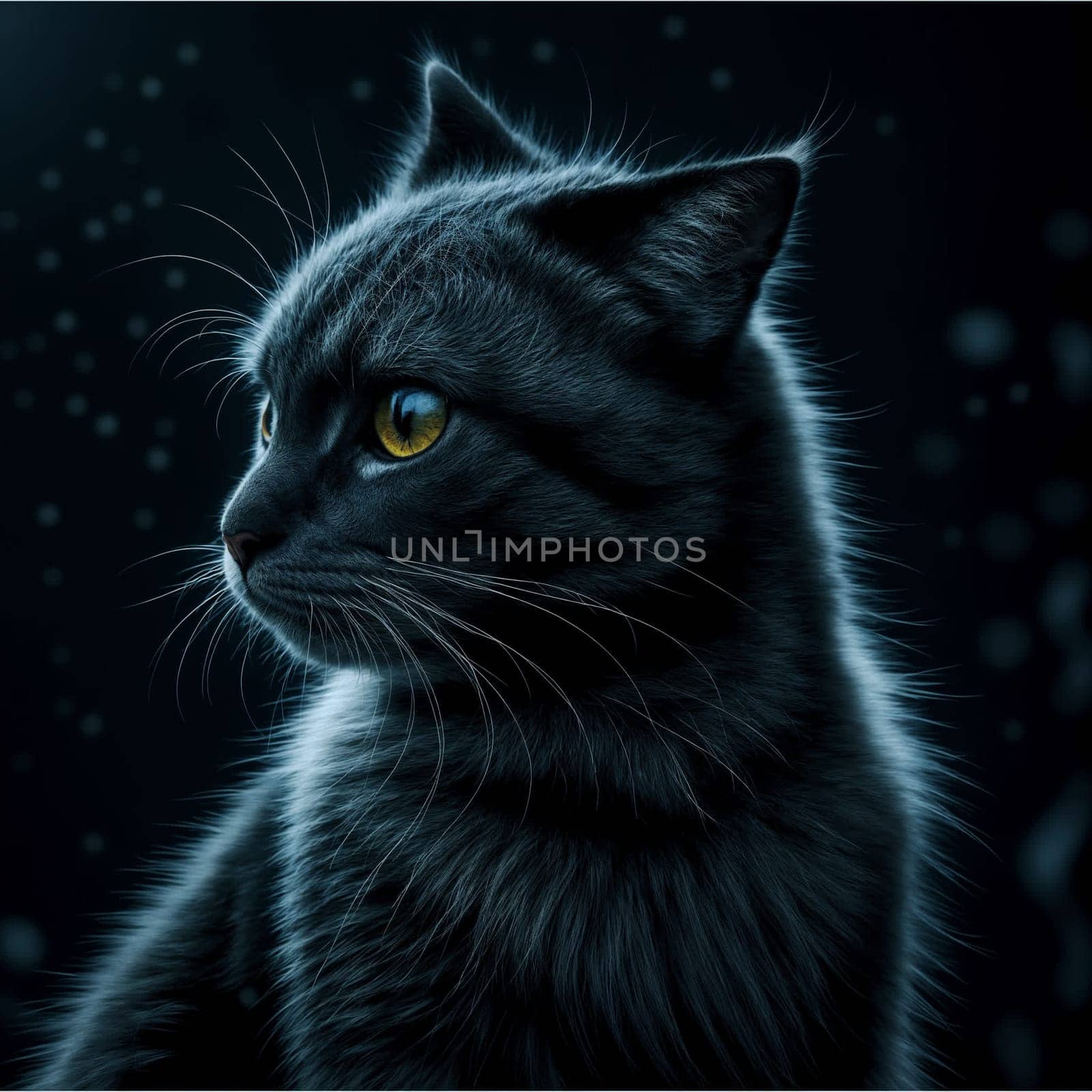 Beautiful black cat with brown eyes. High quality photo