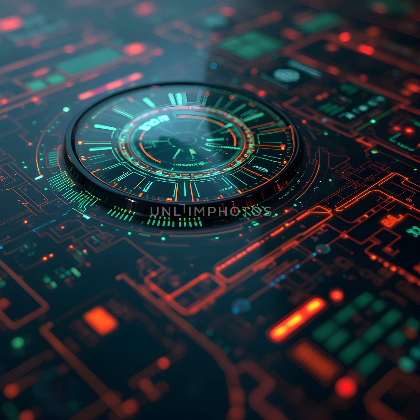 A futuristic digital interface with glowing HUD elements, showcasing advanced technology and interactive design for a high-tech experience.