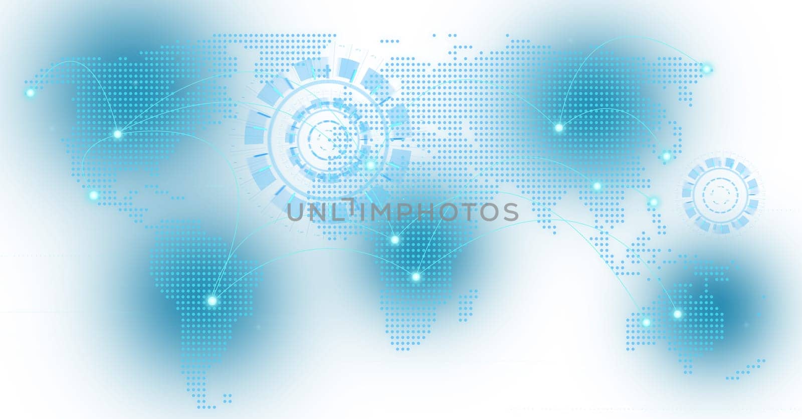 World map with dots on continents, concept of cargo transportation around the world on isolated background