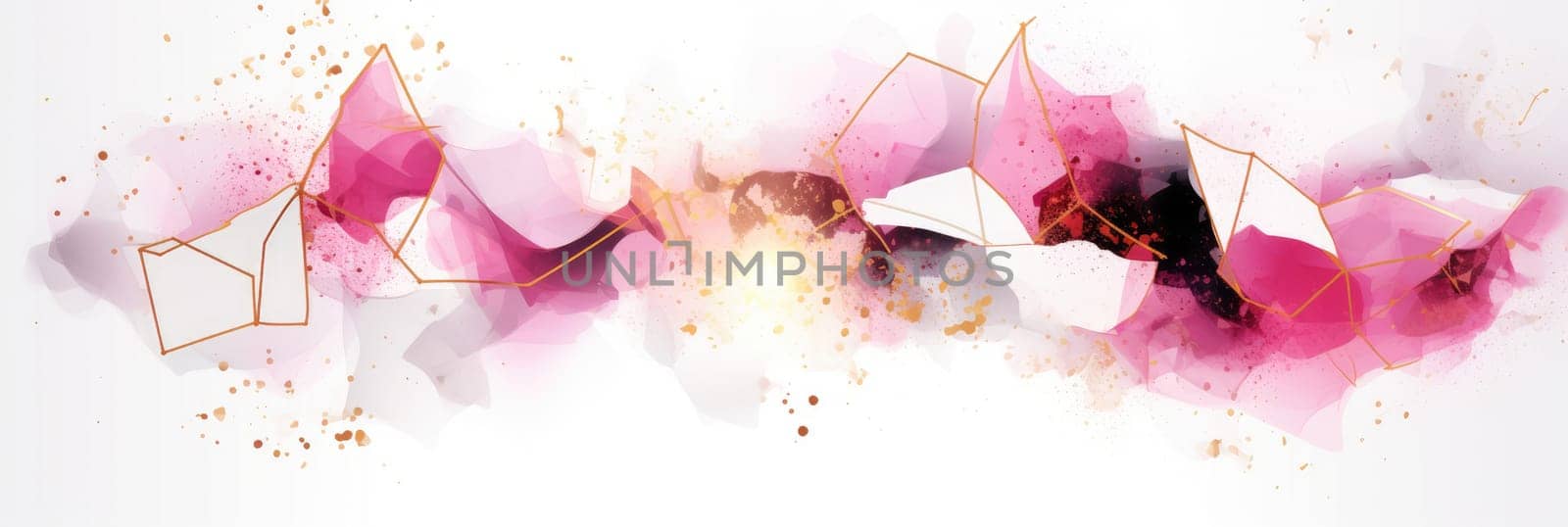 Abstract watercolor artwork mixed with buzzy geometric shapes for background of social media banner generative AI image