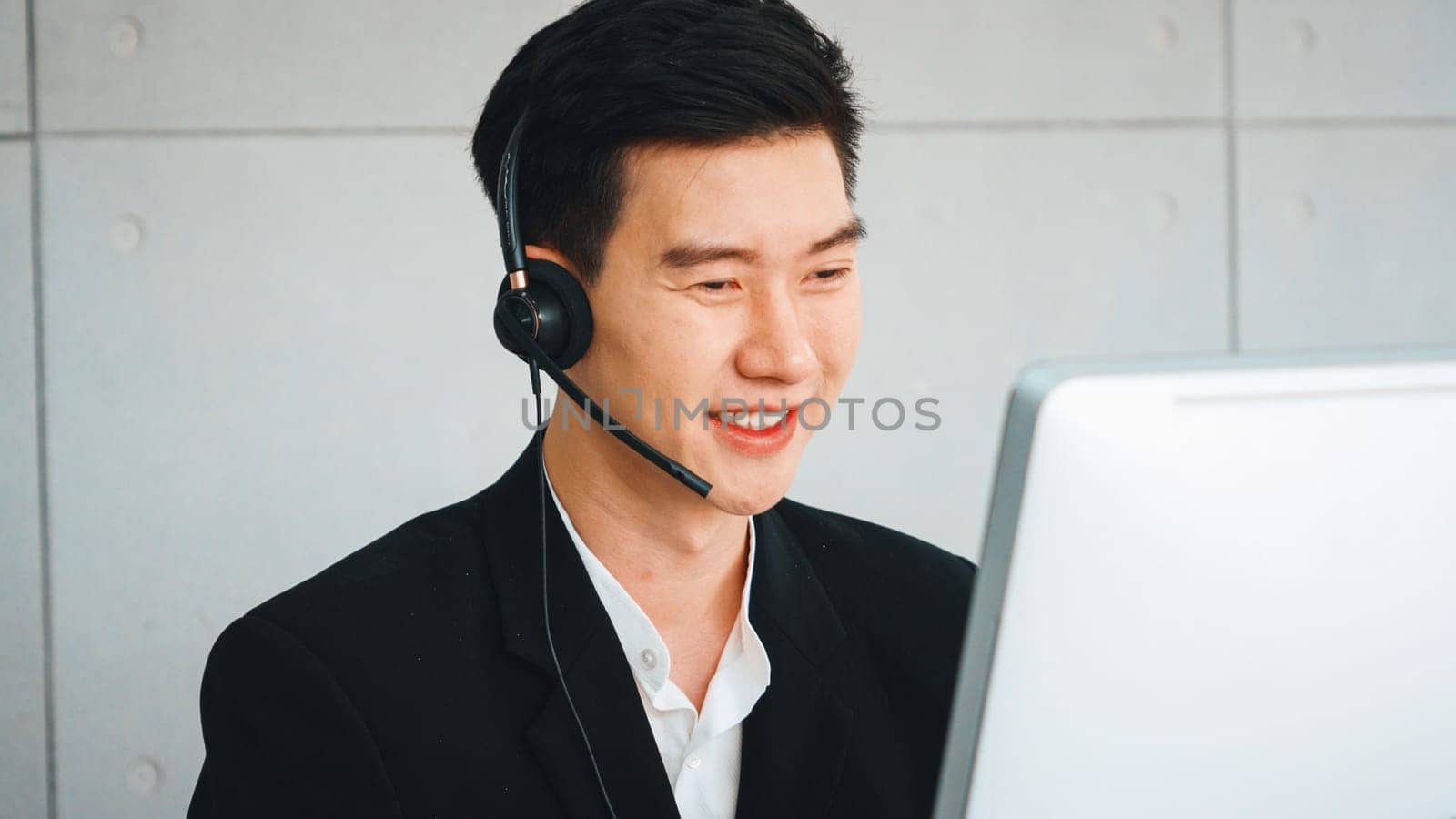 Business people wearing headset working in office Jivy by biancoblue