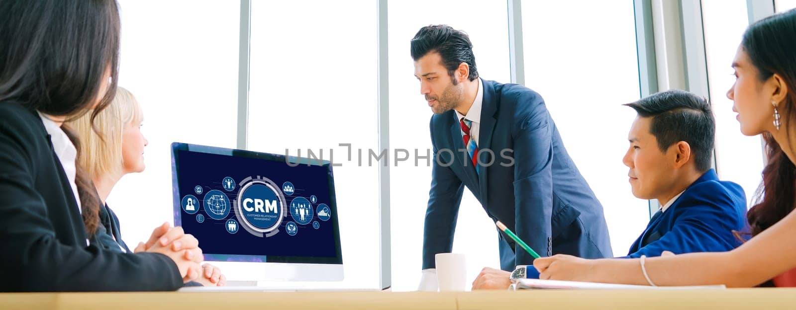 Customer relationship management system on modish computer for CRM business and enterprise