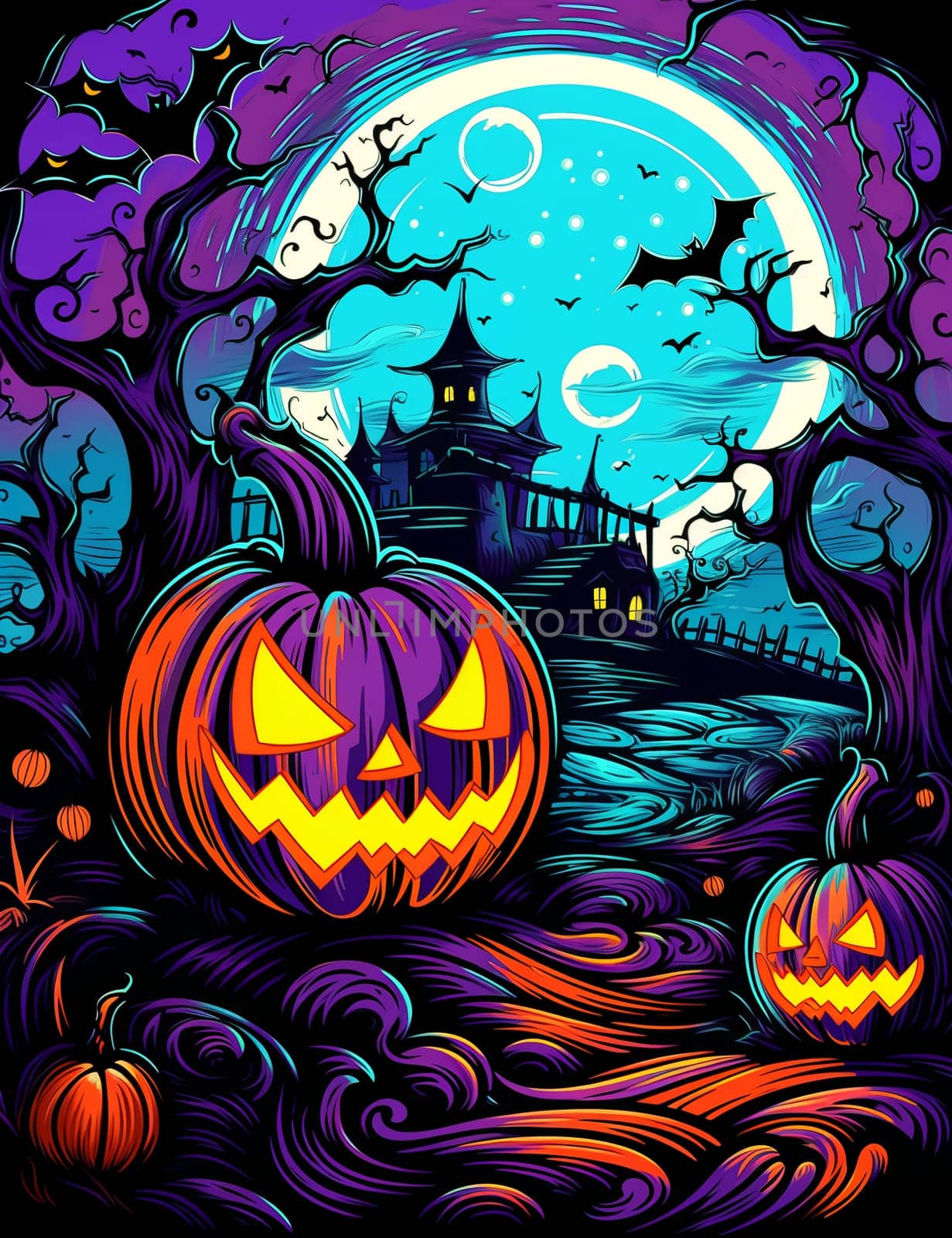 Cartoon Halloween spooky house. Mystic Clipart. by AndreyKENO