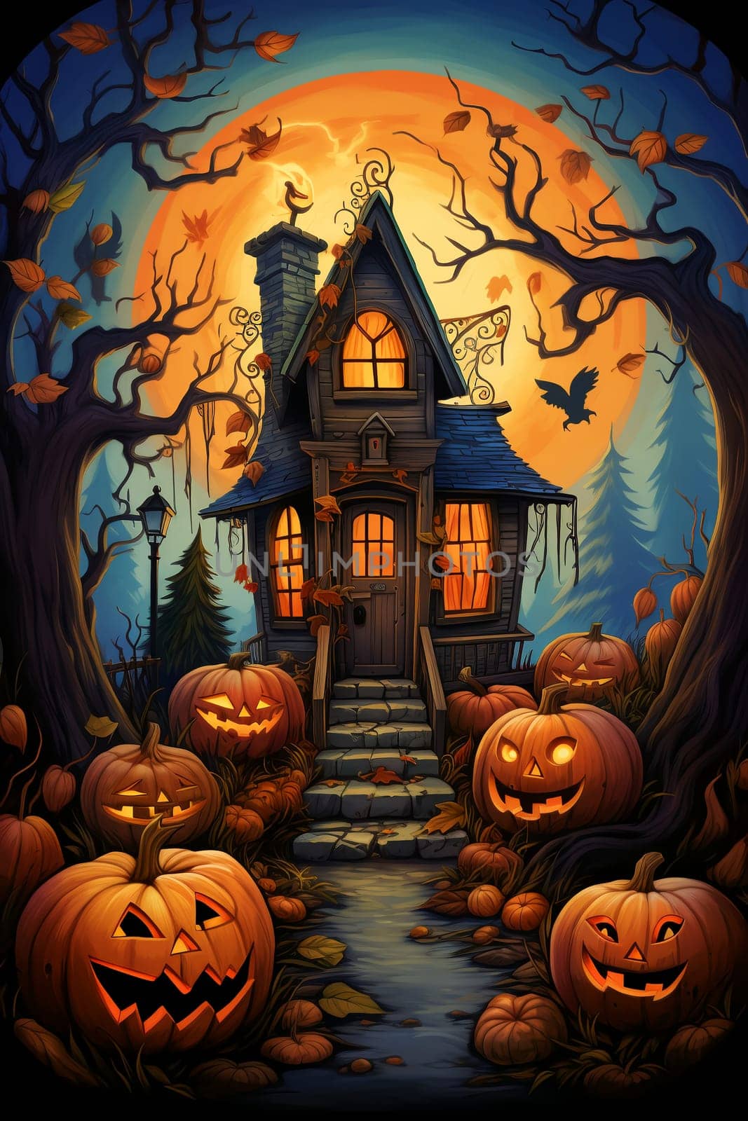 Cartoon Halloween spooky house. Mystic Clipart. by AndreyKENO