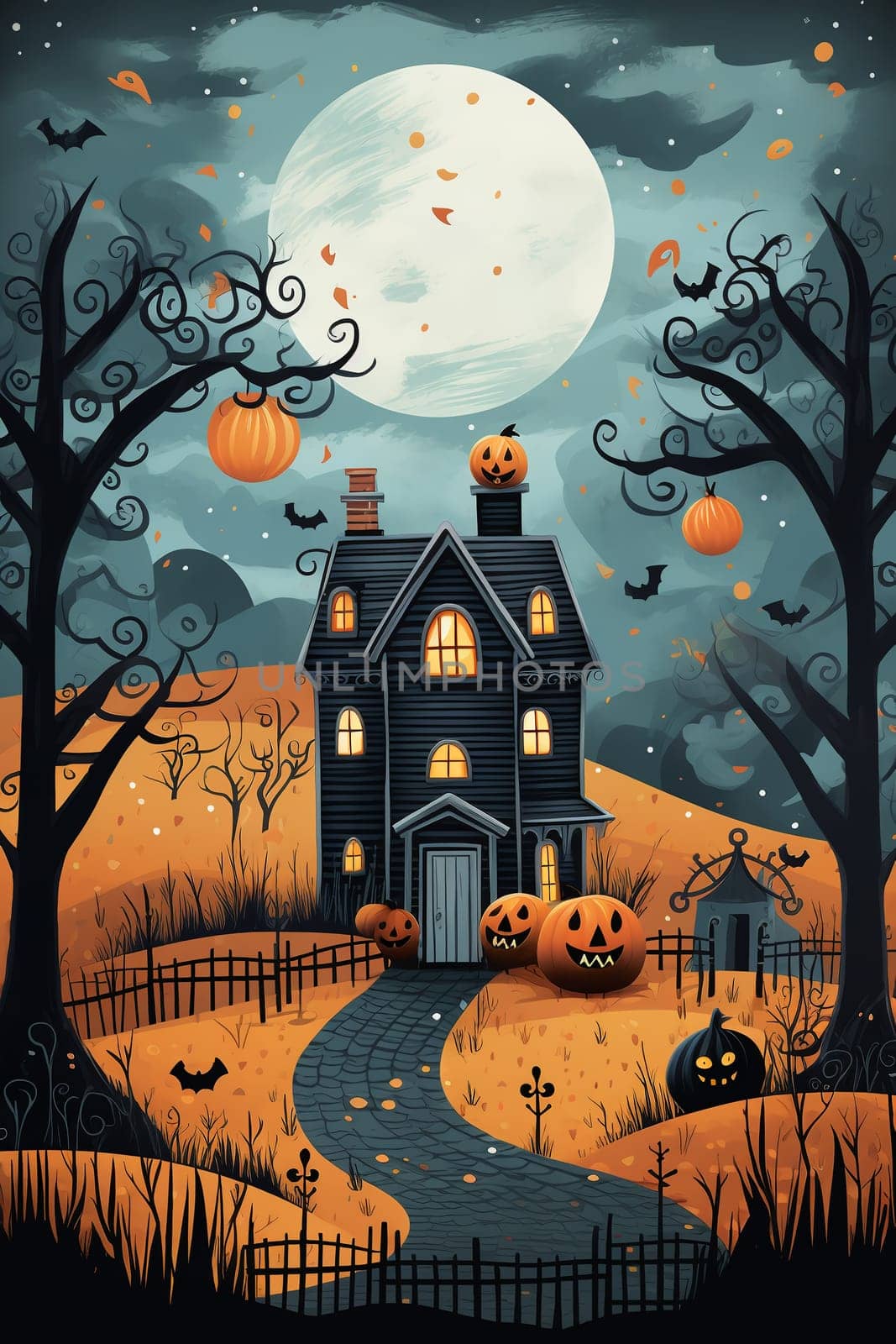 Cartoon Halloween spooky house. Mystic Clipart. by AndreyKENO