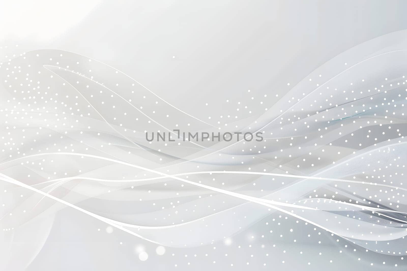 An elegant white wave background adorned with sparkling dots and lines