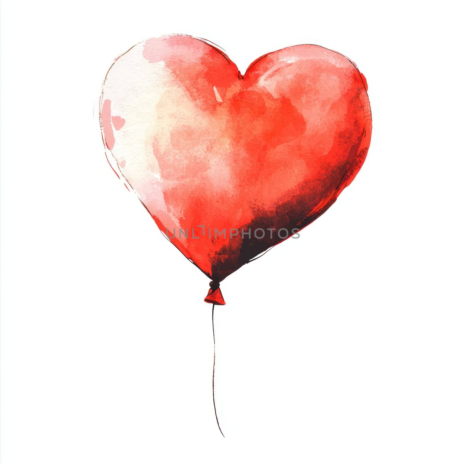 A vibrant heart shaped balloon in watercolor style, symbolizing love and joy. Perfect for romantic themes and celebrations