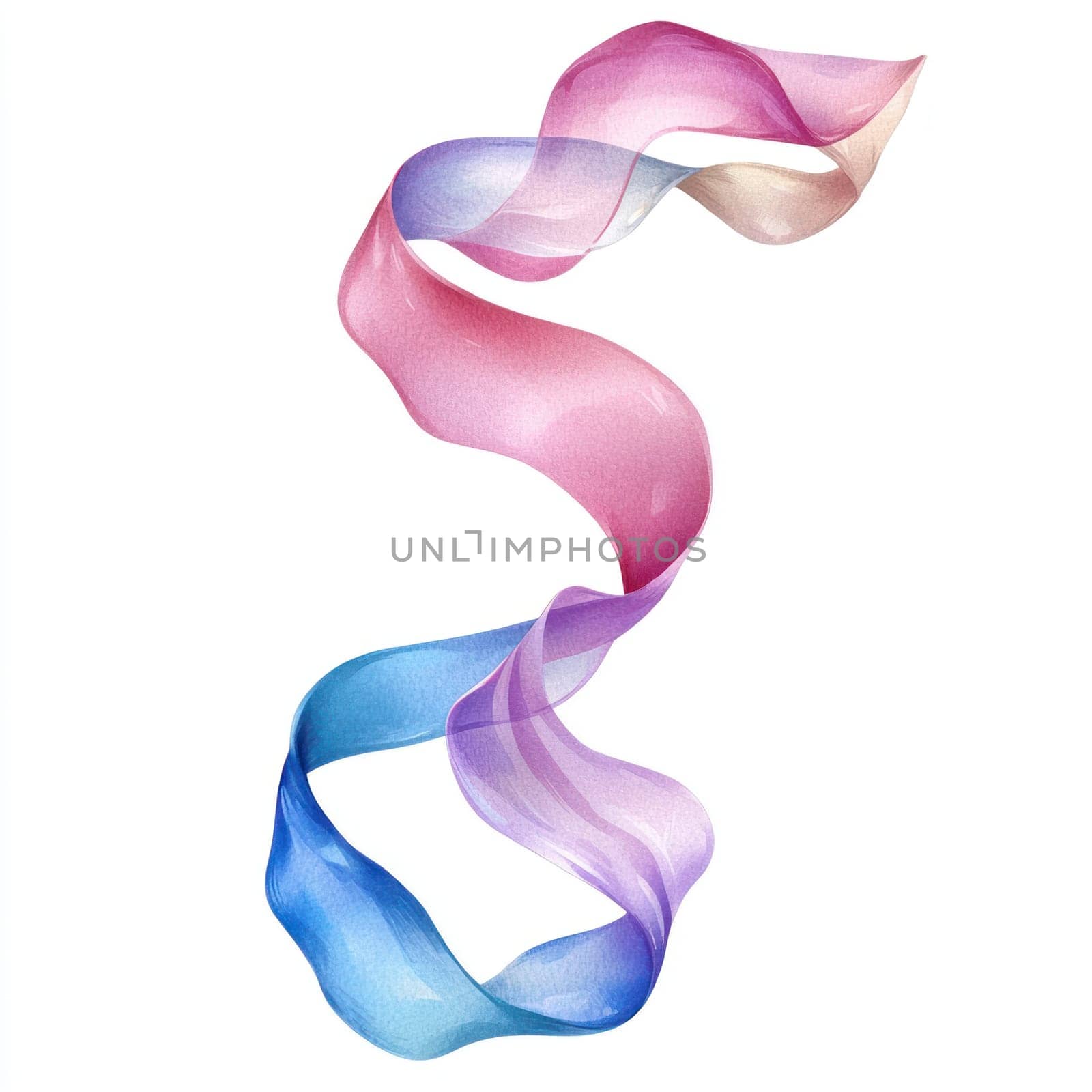 A delicate silk ribbon gracefully swirls in soft pastel colors, creating serene and elegant visual