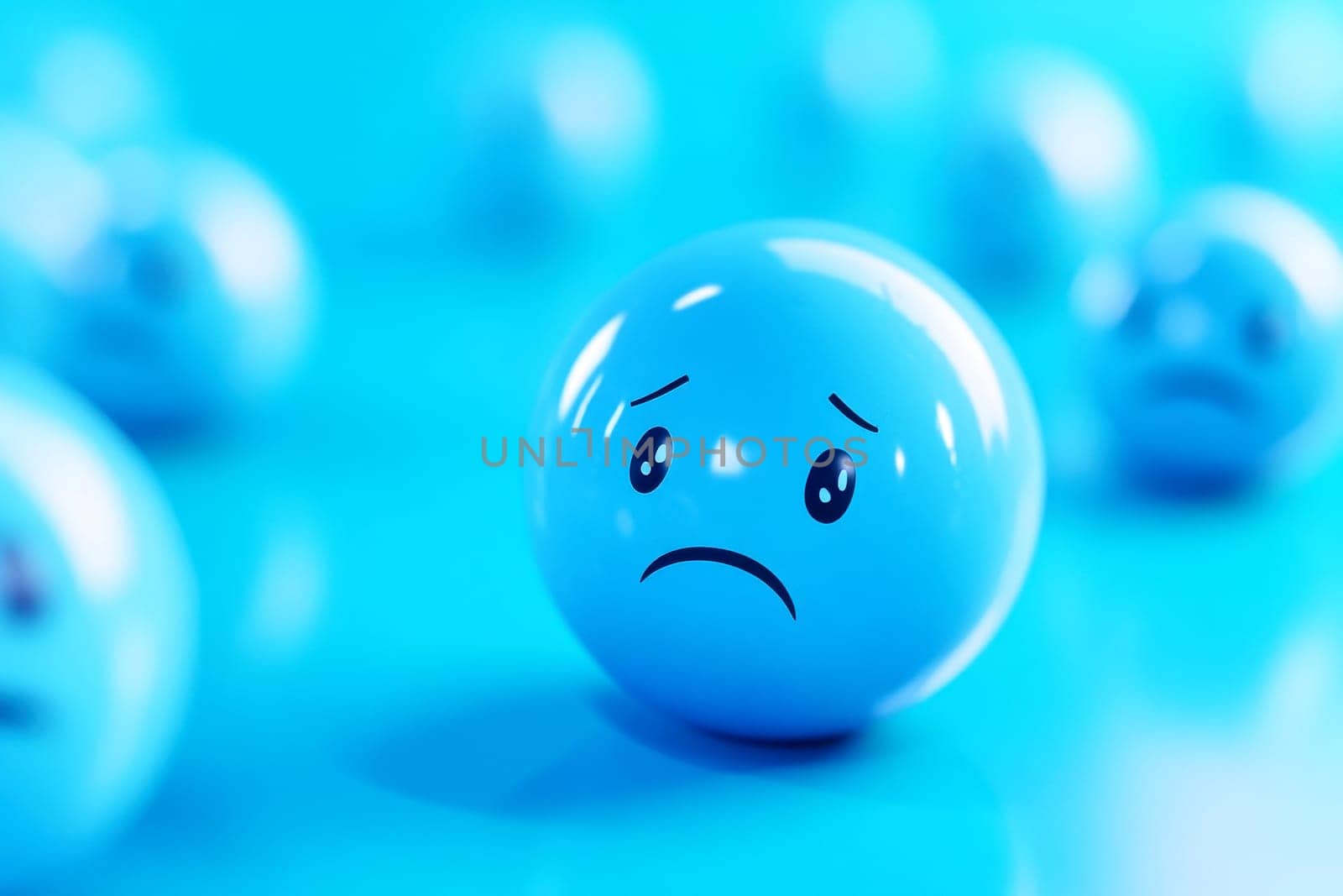 . Colorful sad emoticons and sad faces on a vibrant background isolated blue color .blue Monday concept --ar 3:2 --v 6.1 Job ID: 0d61c55c-6533-4572-a65c-f0499b4baa59