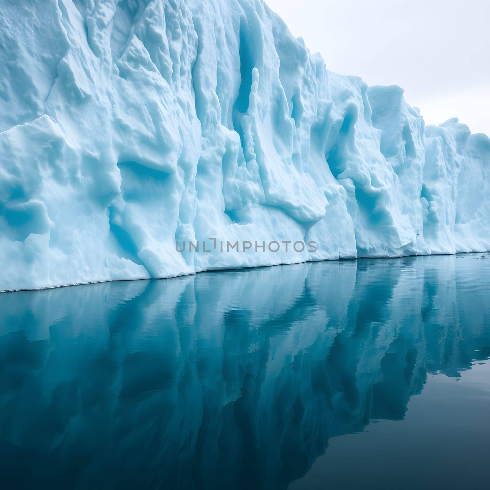 An icy glacier reflecting the soft, cool blue tones of the Arctic, showcasing the frozen beauty of this pristine landscape.