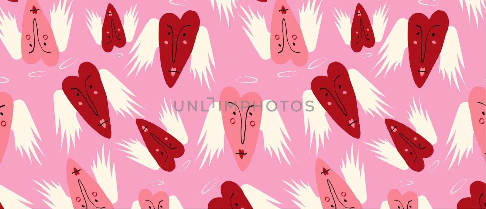 Pattern with love Valentine hearts. Template holiday illustration. Valentines cute romantic cartoon hearts .