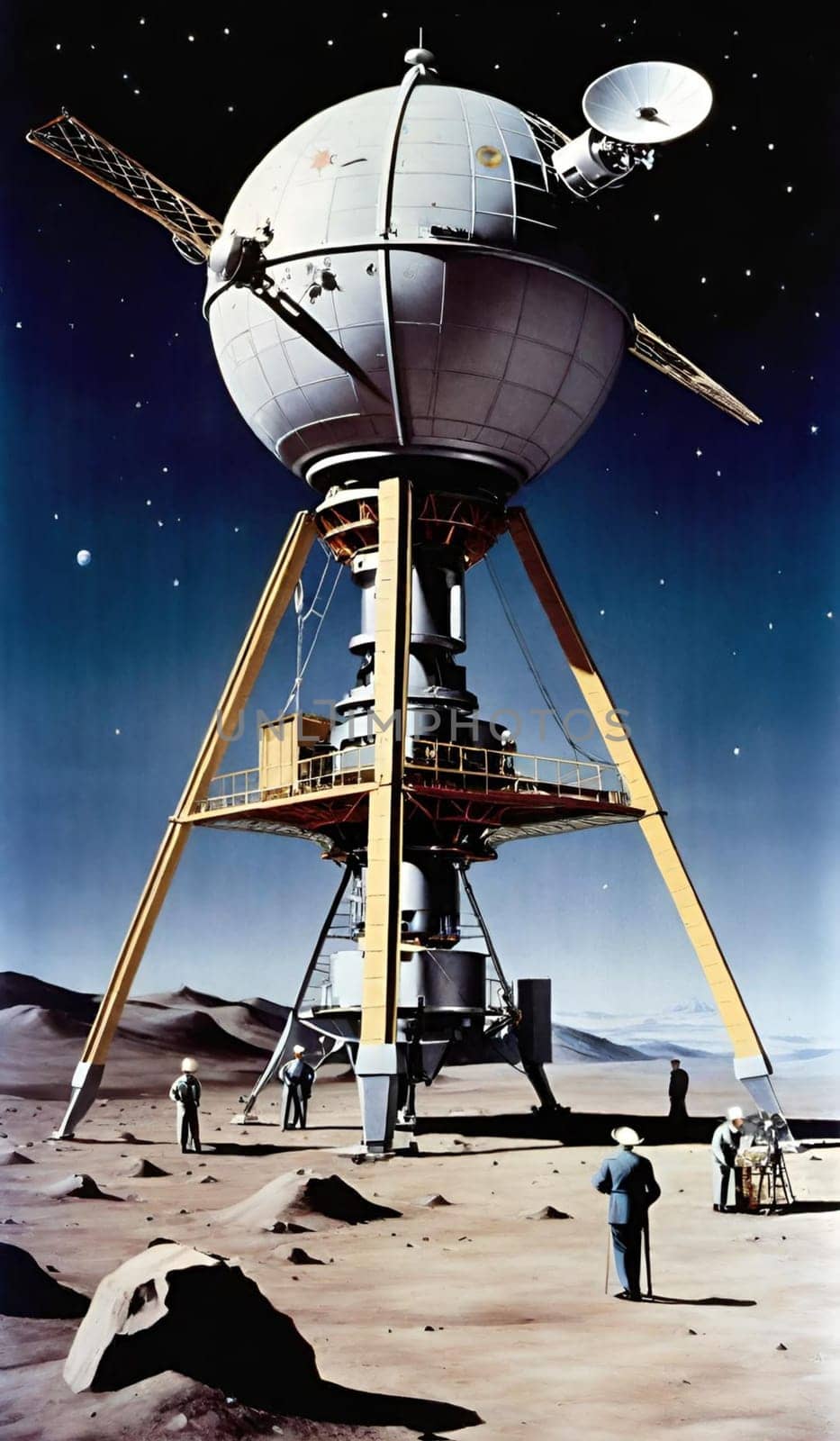 launch of the space station Luna 1. High quality illustration