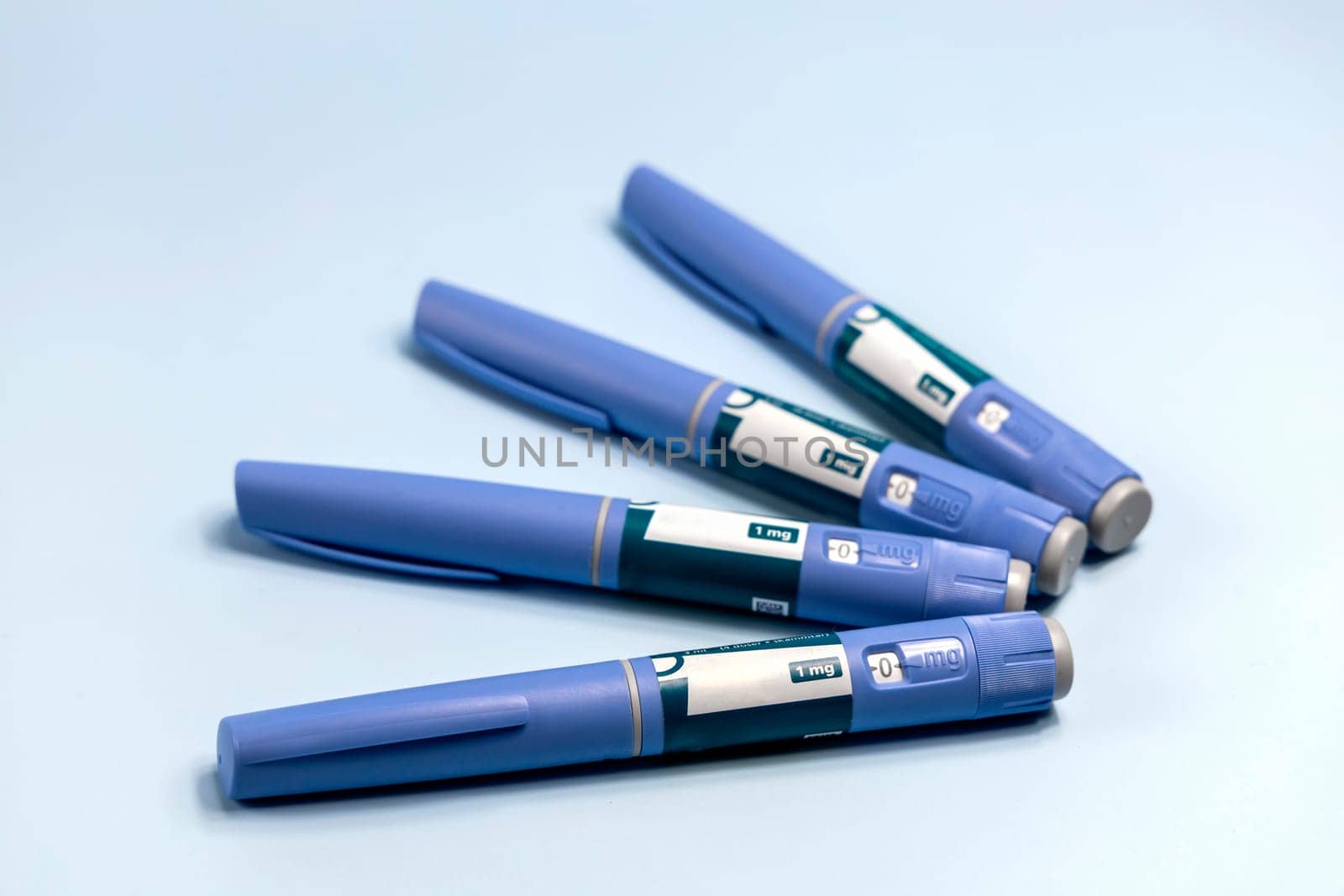 Ozempic Insulin injection pen or insulin cartridge pen for diabetics. Medical equipment for diabetes parients.