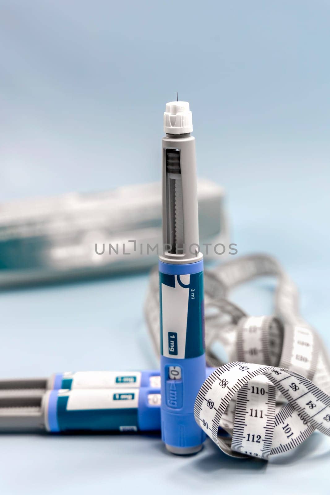 Ozempic Insulin injection pen or insulin cartridge pen for diabetics. Medical equipment for diabetes parients.